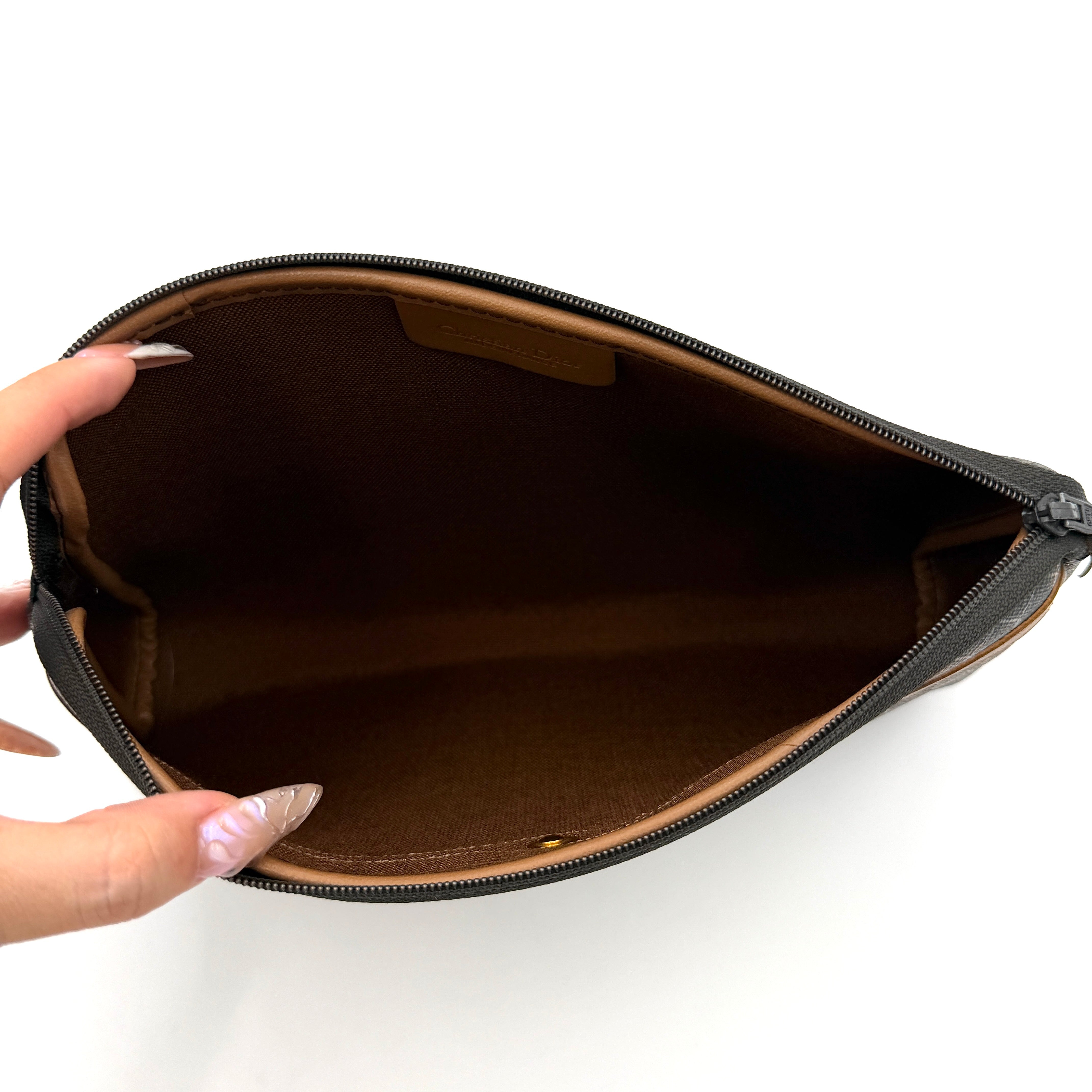 Dior Honeycomb Canvas Clutch Bag Brown/Black