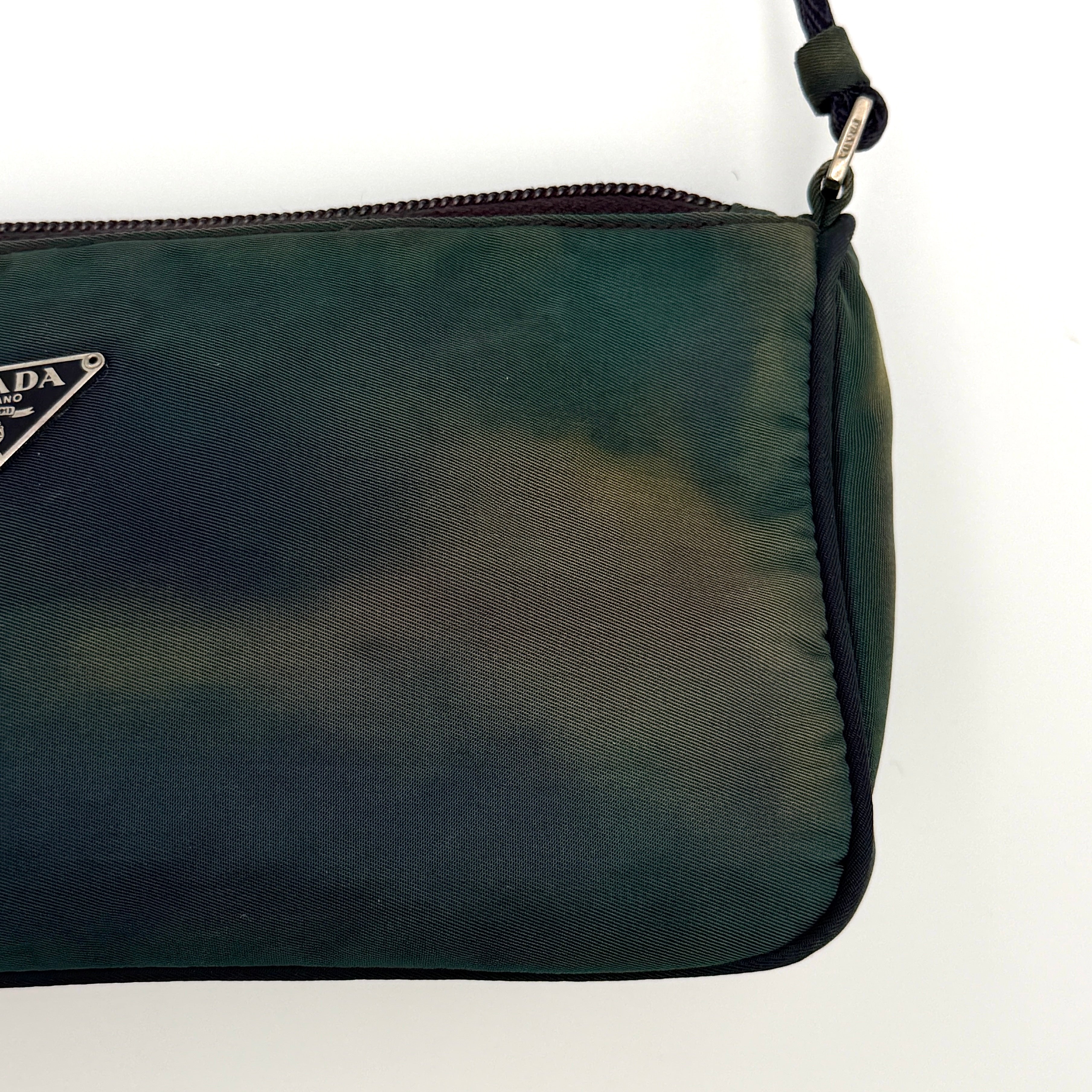 Prada Tessuto Nylon Pochette Shoulder Bag Green