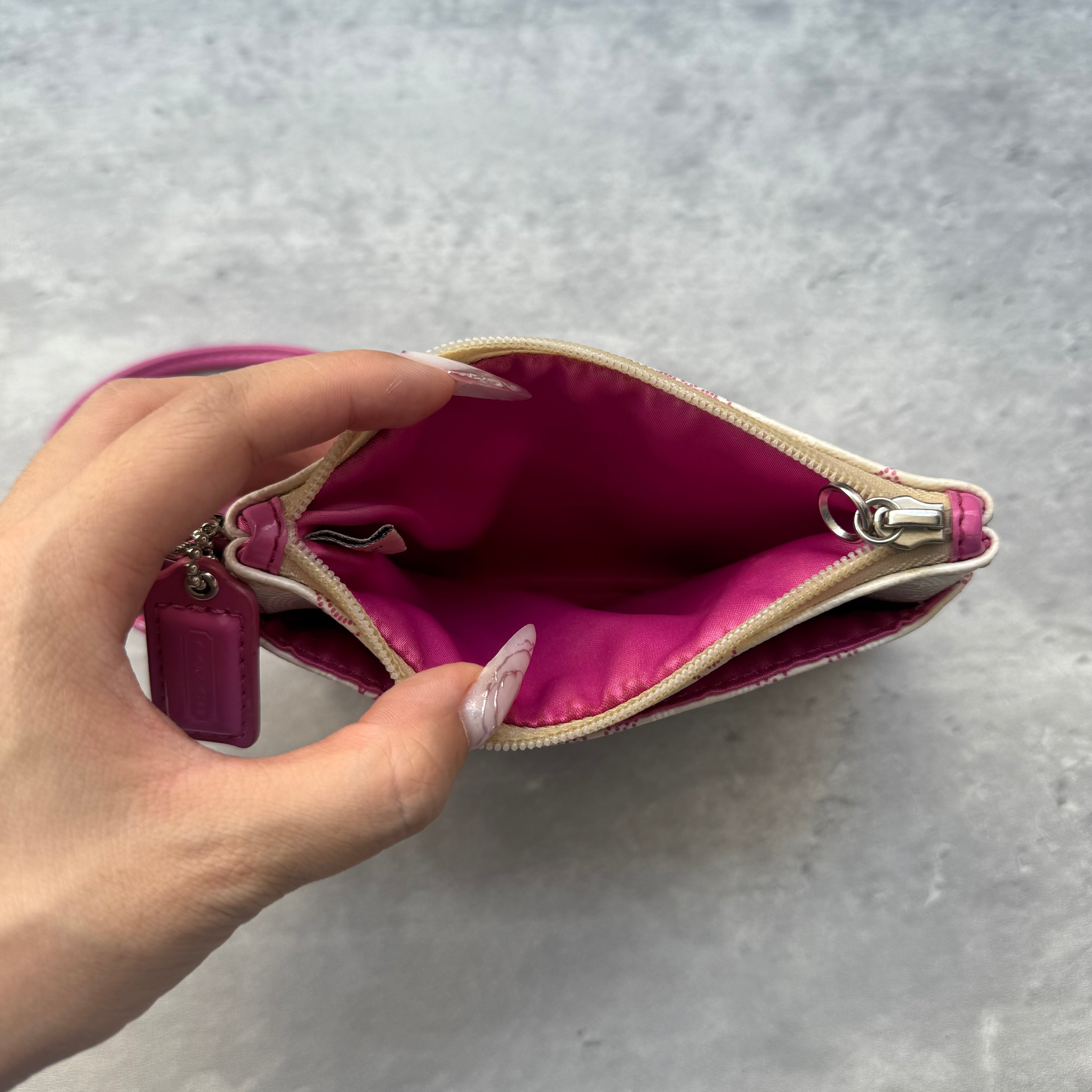 Coach Pink Heart Coin Case Wristlet