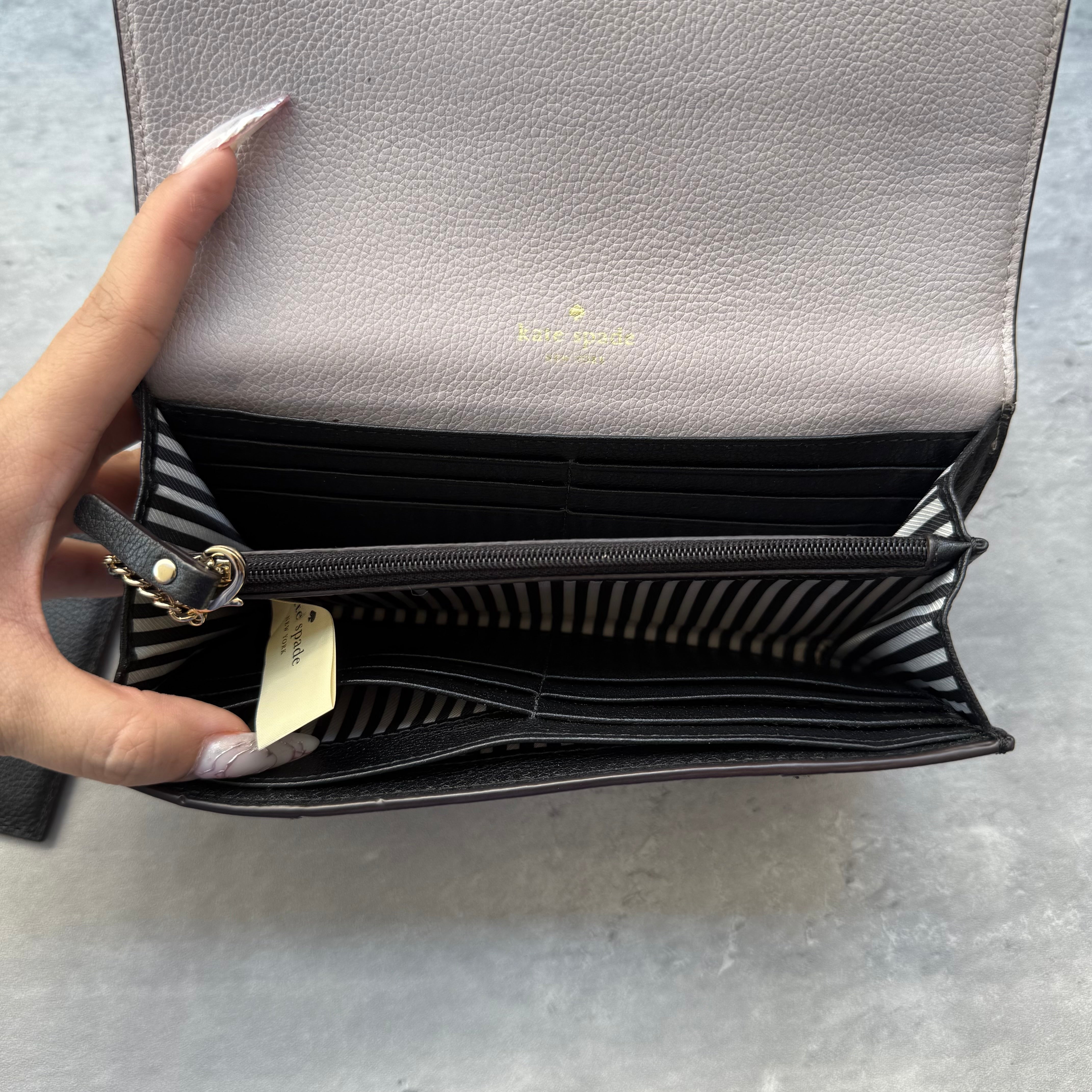 Kate Spade Staci Colorblock Long Wallet with Chain Cardholder Light Purple