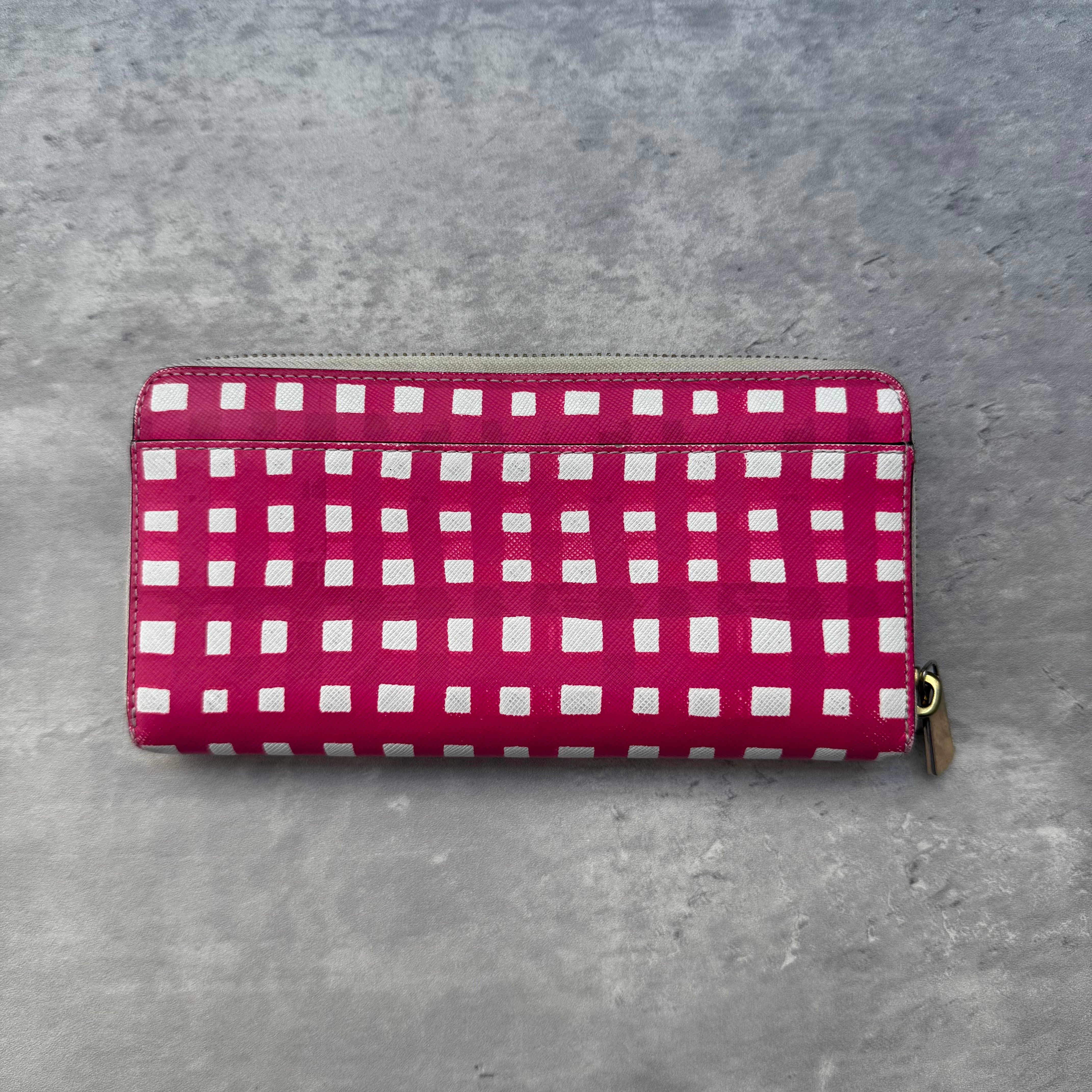 Coach Accordion Zip Wallet Gradient Dot Print Pink/White