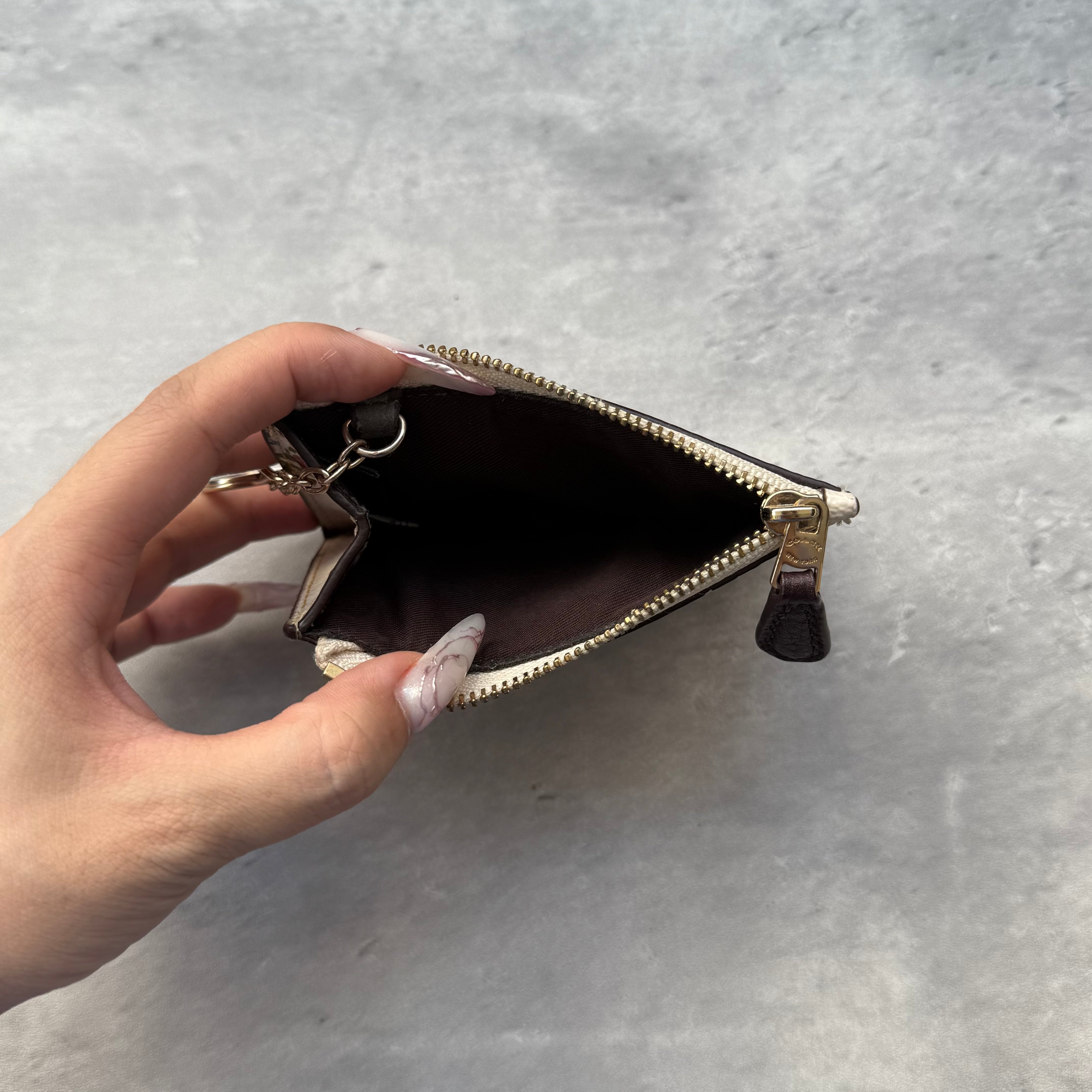 Coach Mini Skinny ID Antique Florant Print Key Cardholder