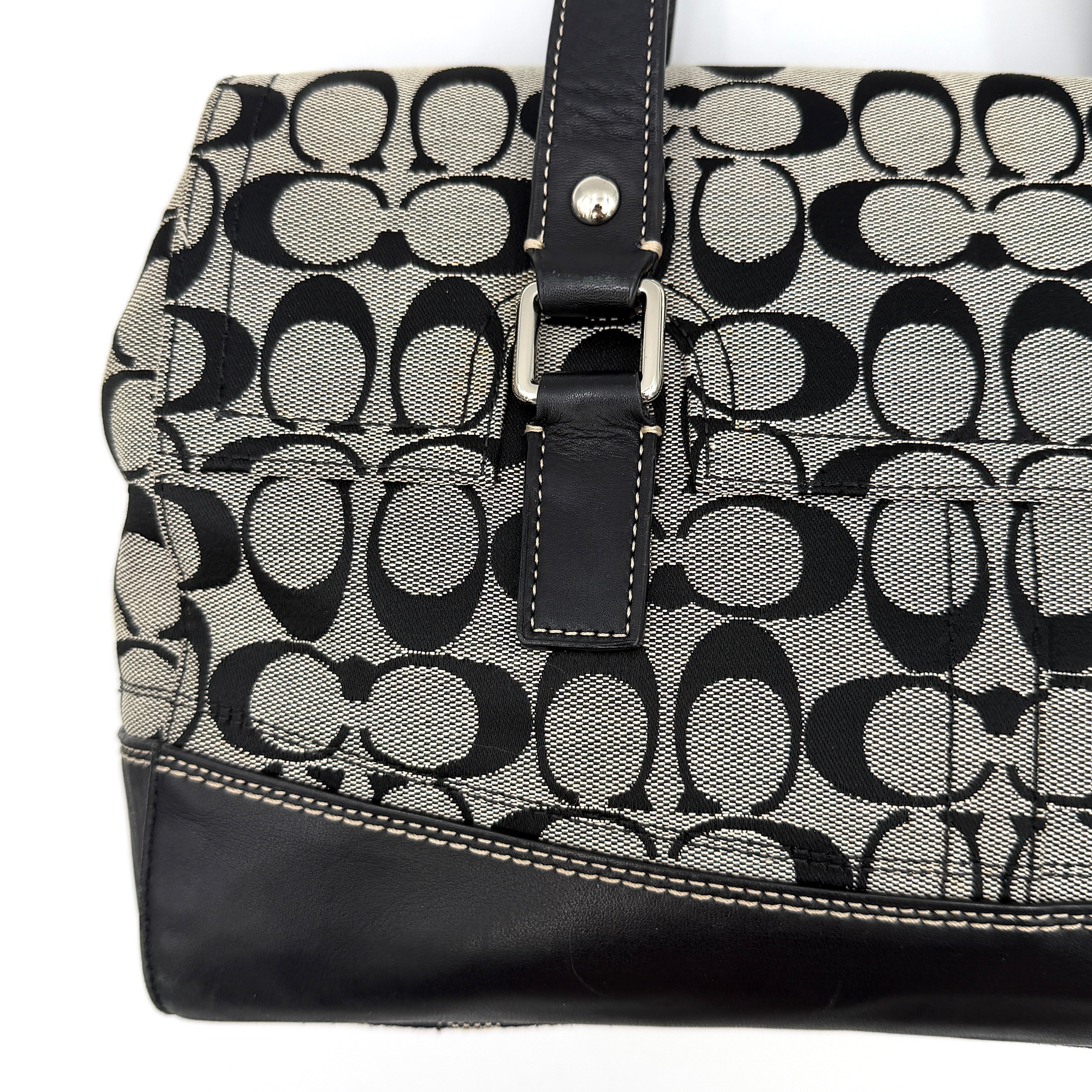 Coach Signature Hampton Turnlock Shoulder Bag Grey/Black
