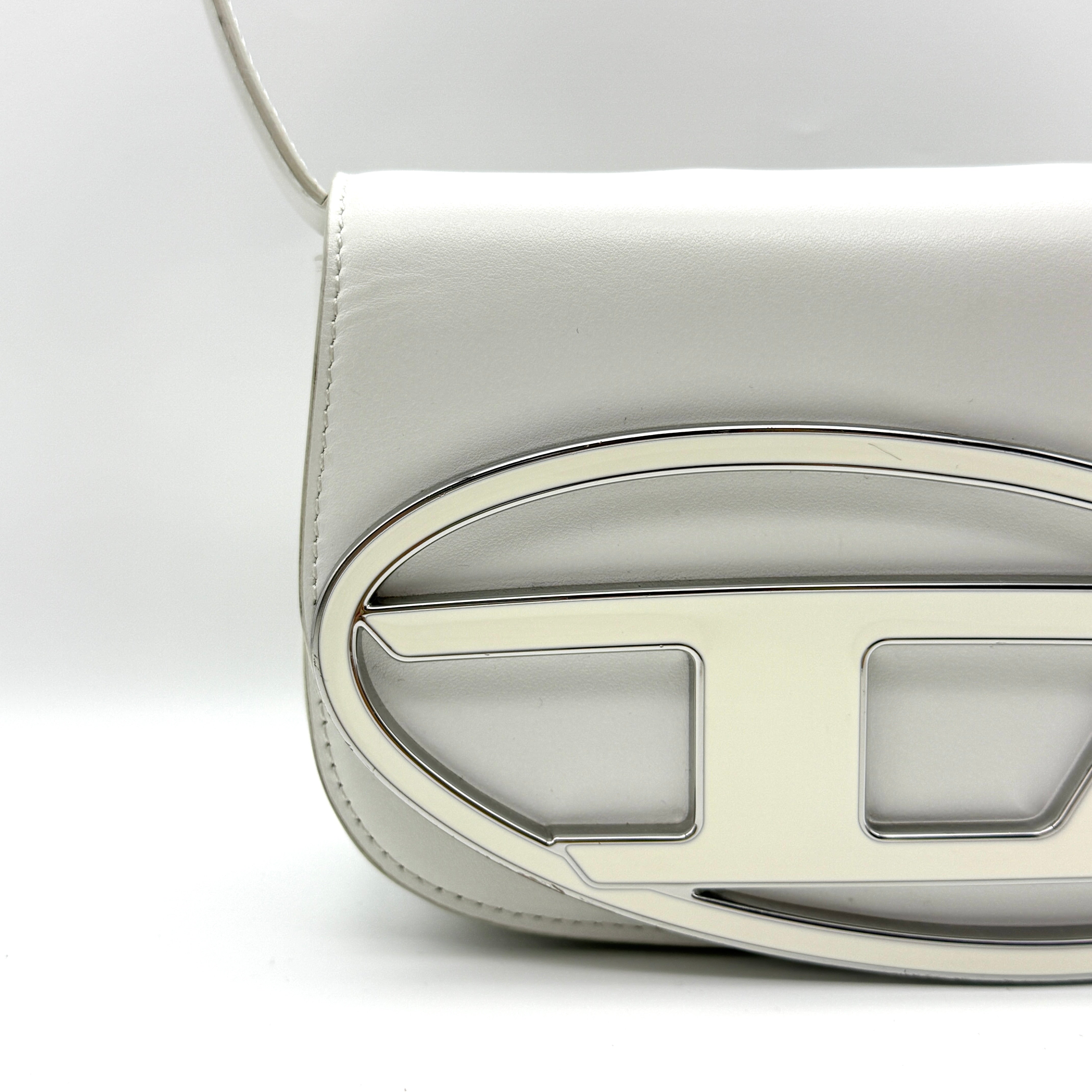 Diesel 1DR Plaque Shoulder Bag White