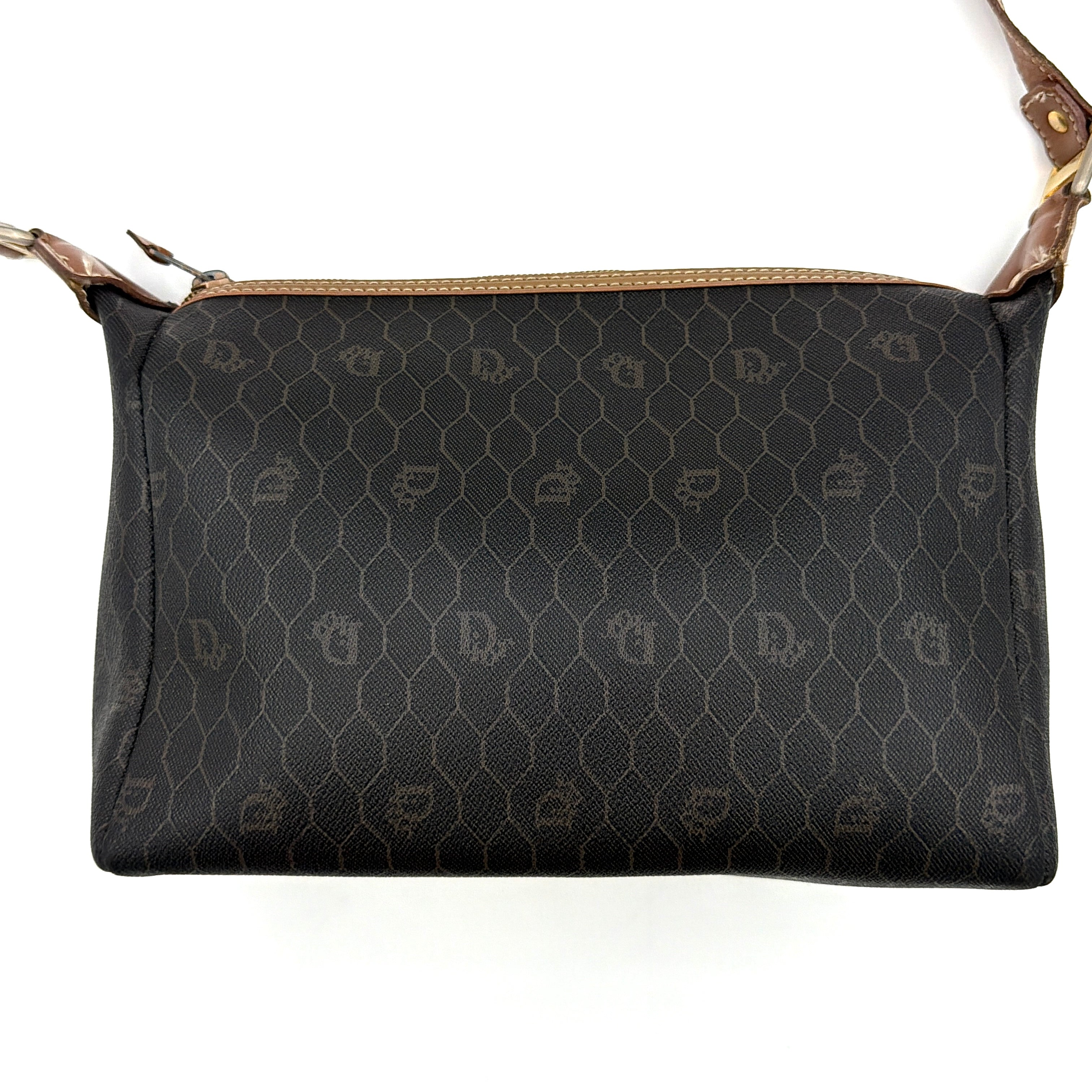 Dior Honeycomb Canvas Crossbody Bag Brown/Black