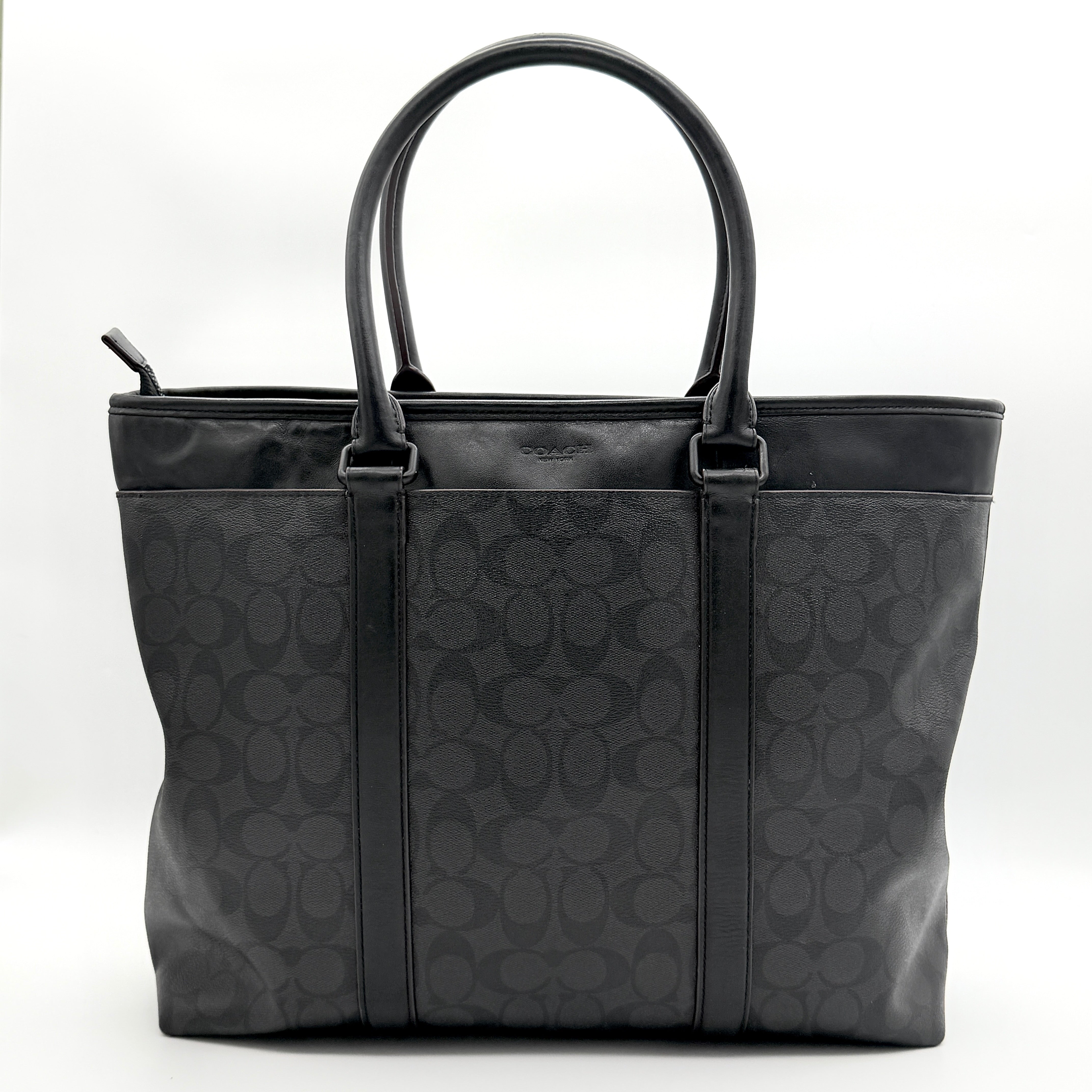 Coach 2Way Signature Perry Business Tote Bag Charcoal Black