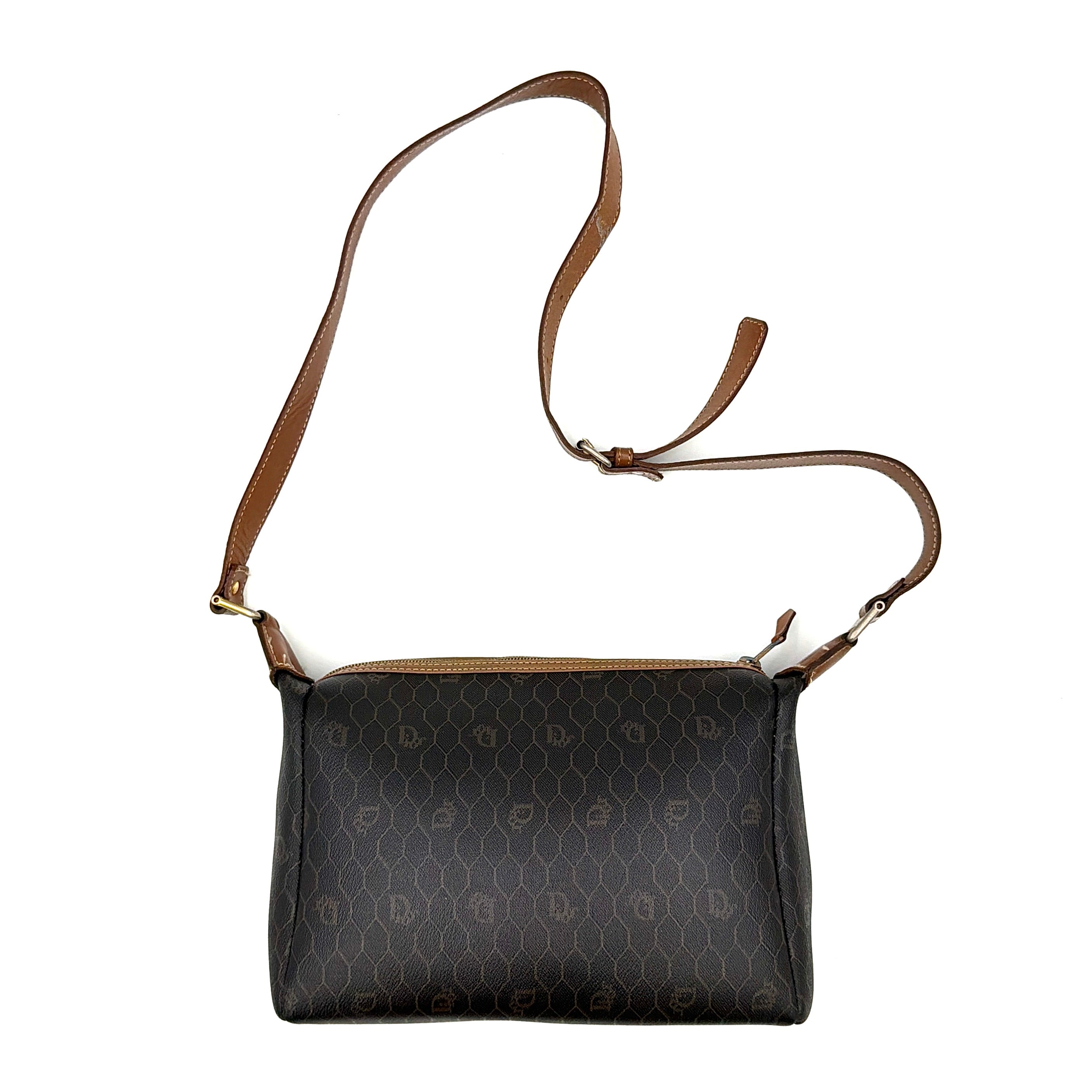 Dior Honeycomb Canvas Crossbody Bag Brown/Black