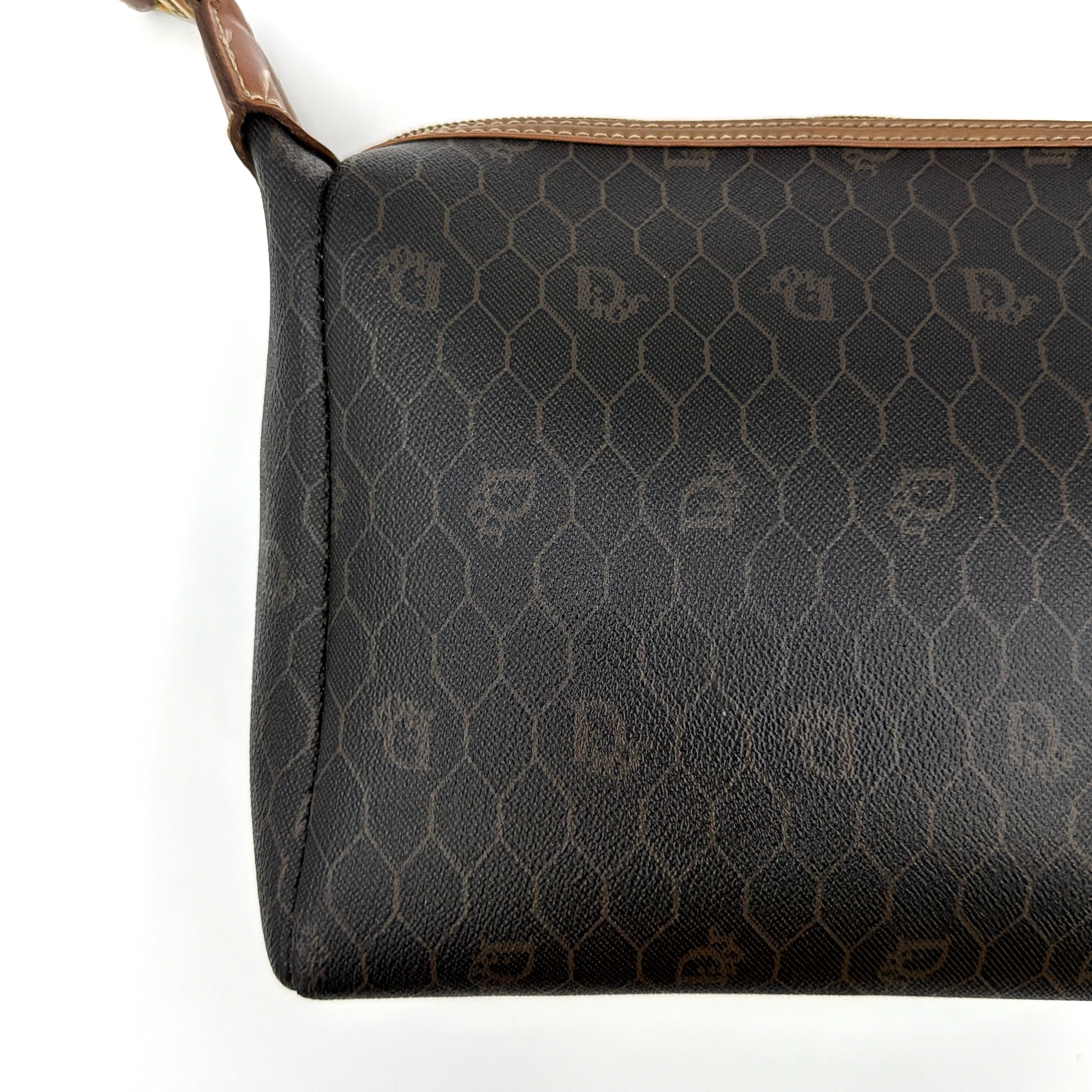 Dior Honeycomb Canvas Crossbody Bag Brown/Black