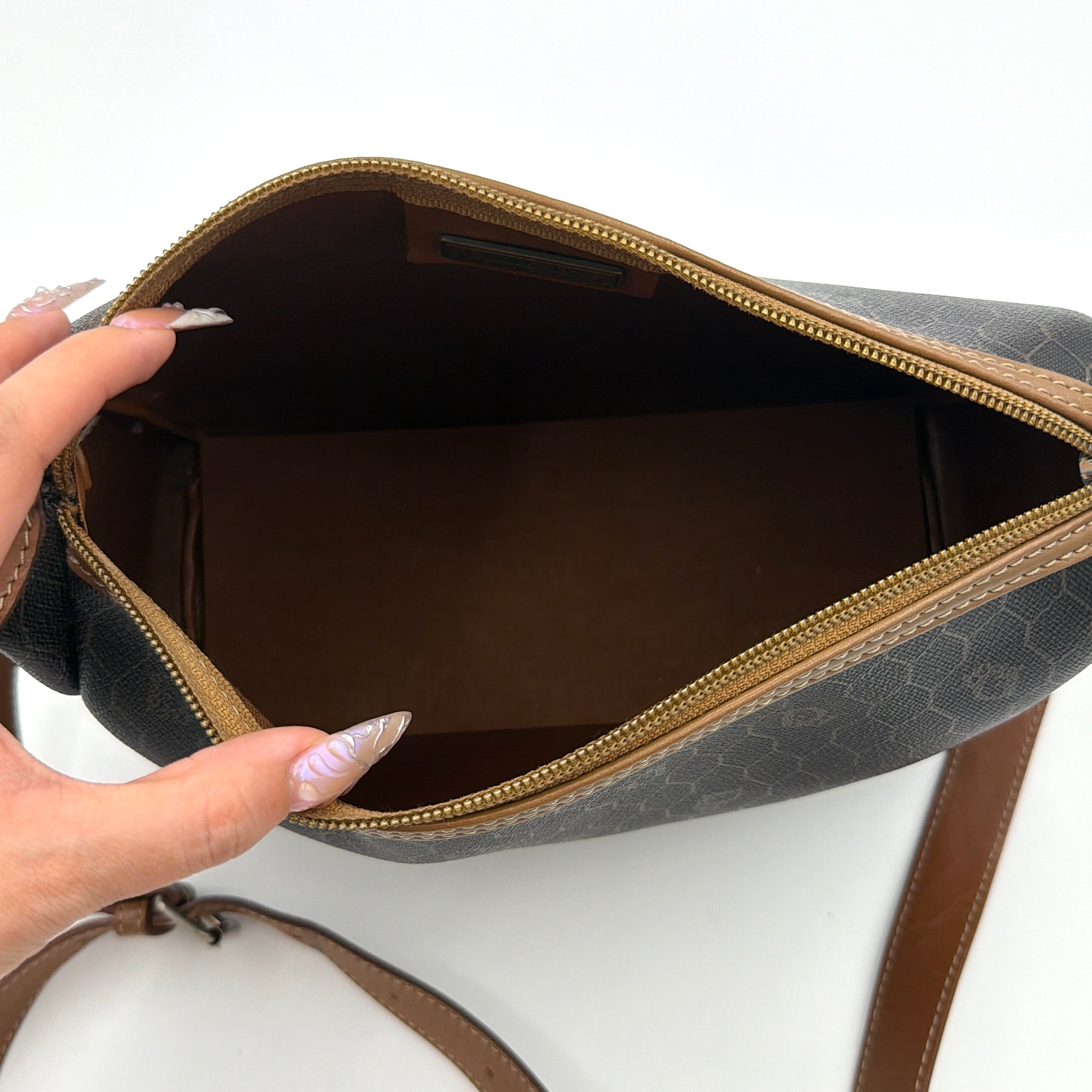 Dior Honeycomb Canvas Crossbody Bag Brown/Black