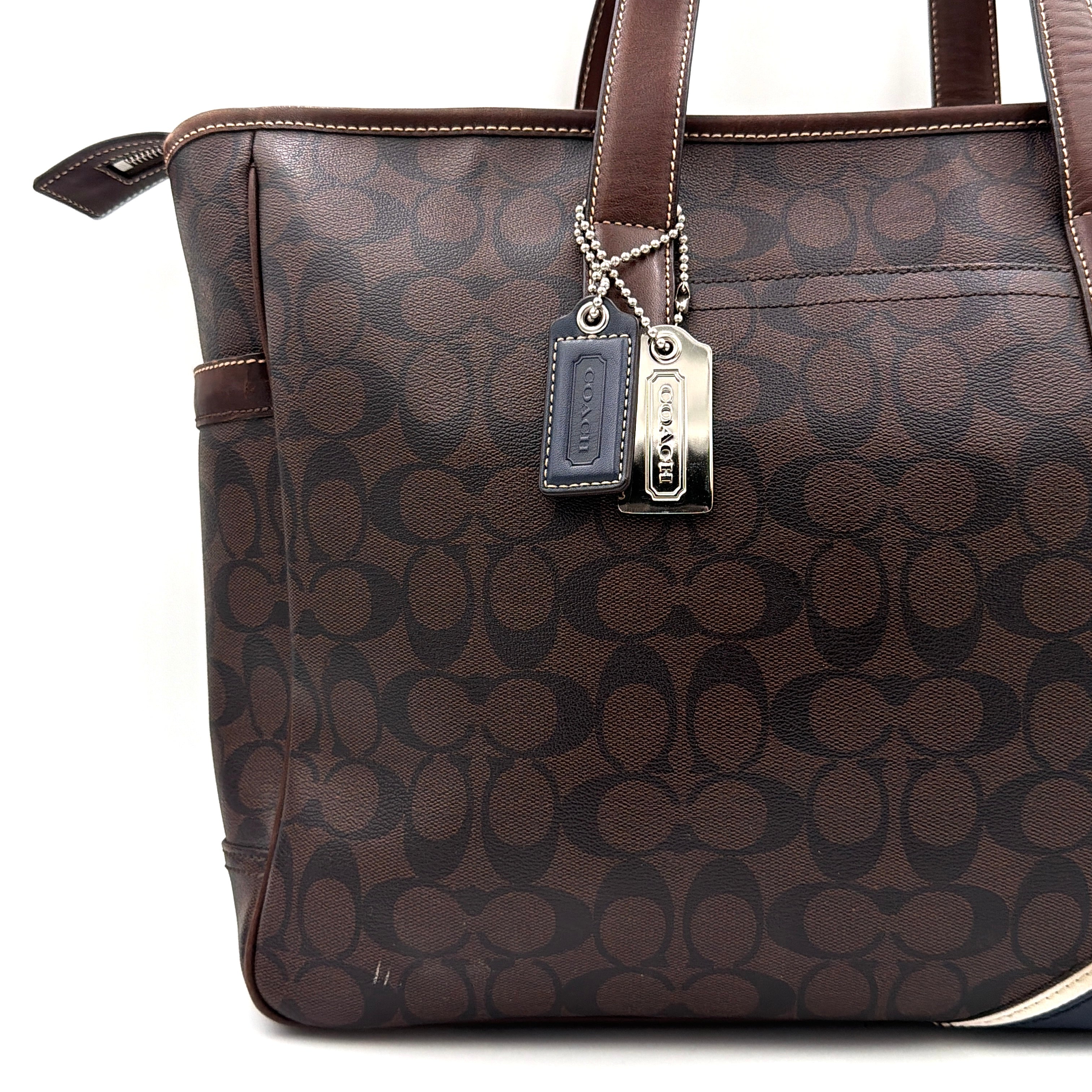 Coach Signature Heritage PVC Tote Bag Brown