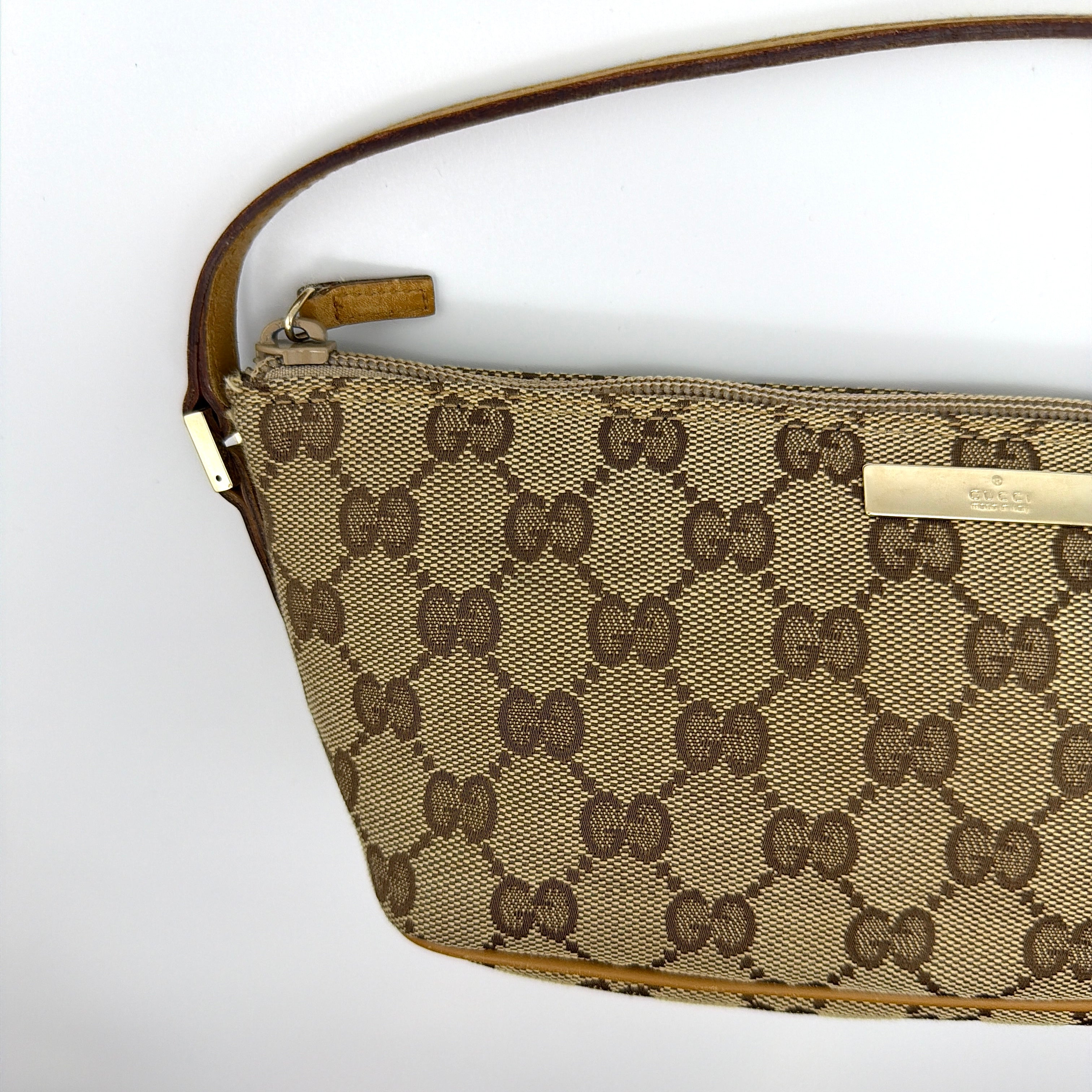 Gucci GG Monogram Pochette Boat Shoulder Bag Beige
