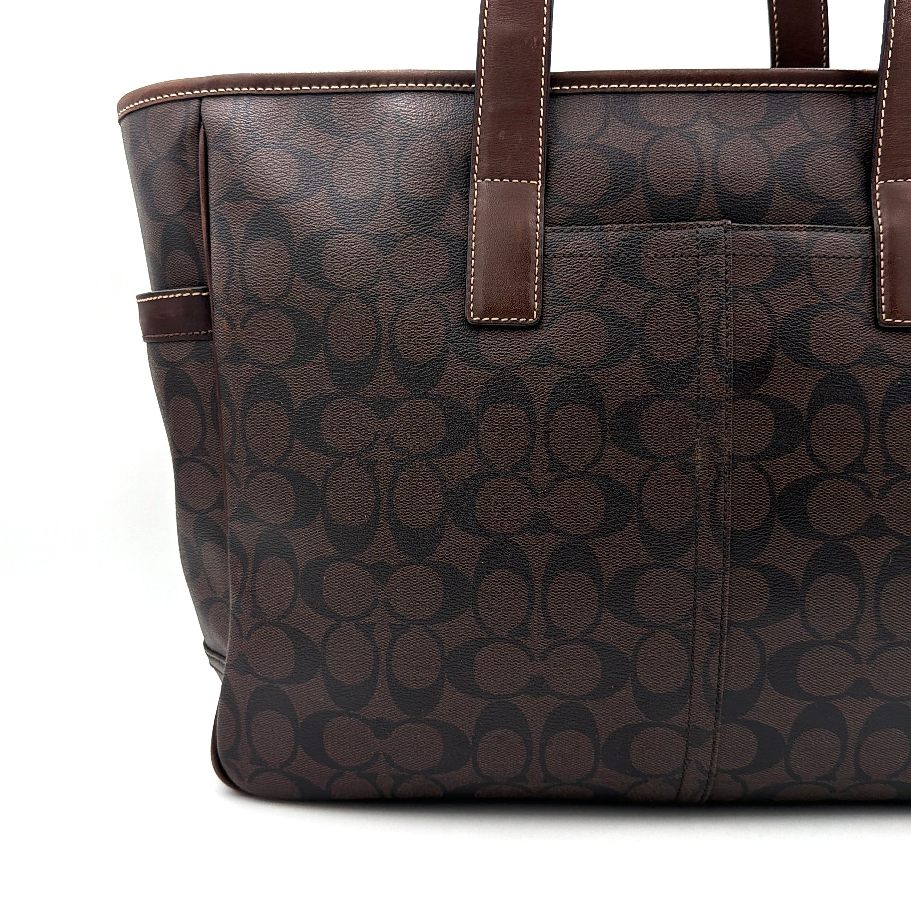 Coach Signature Heritage PVC Tote Bag Brown