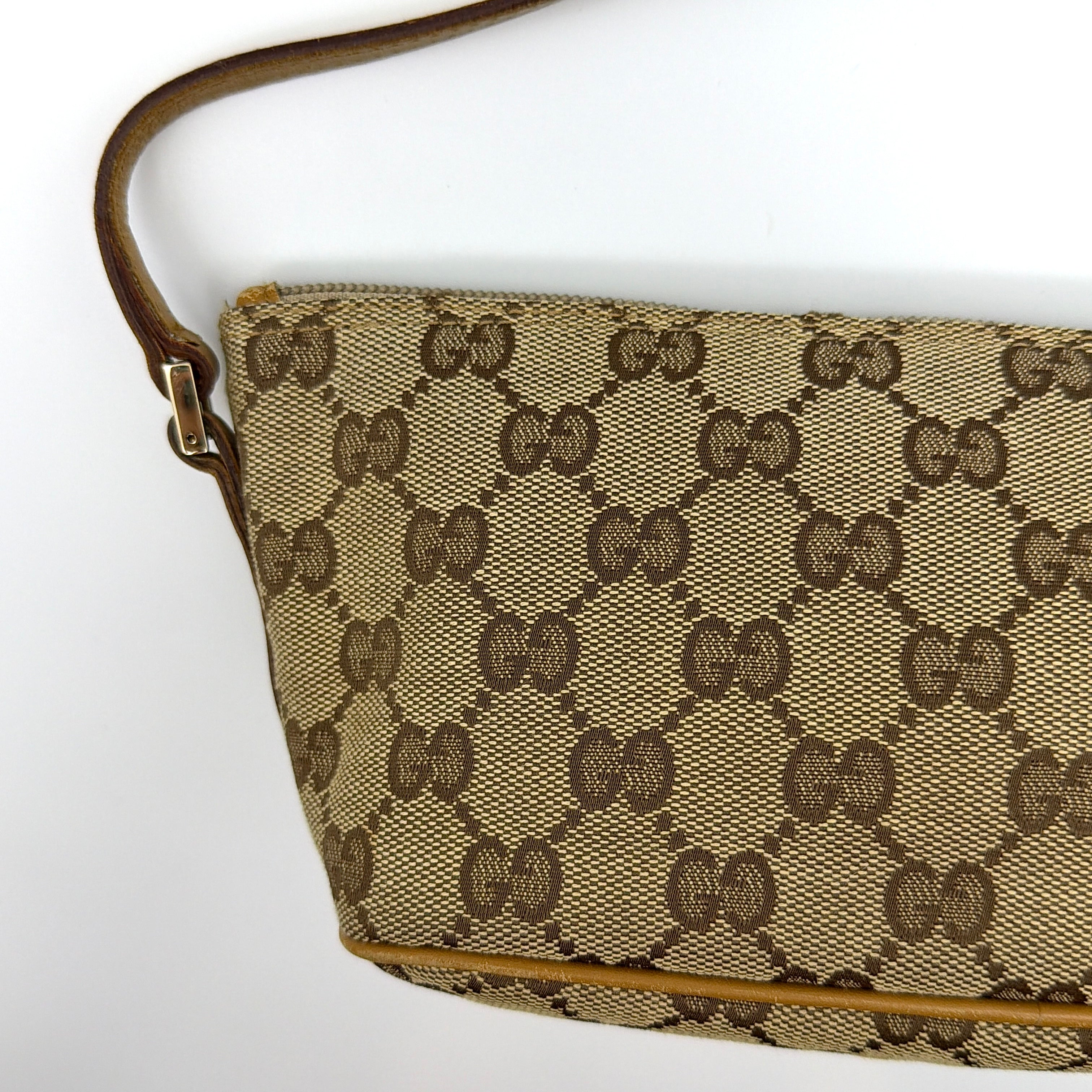 Gucci GG Monogram Pochette Boat Shoulder Bag Beige
