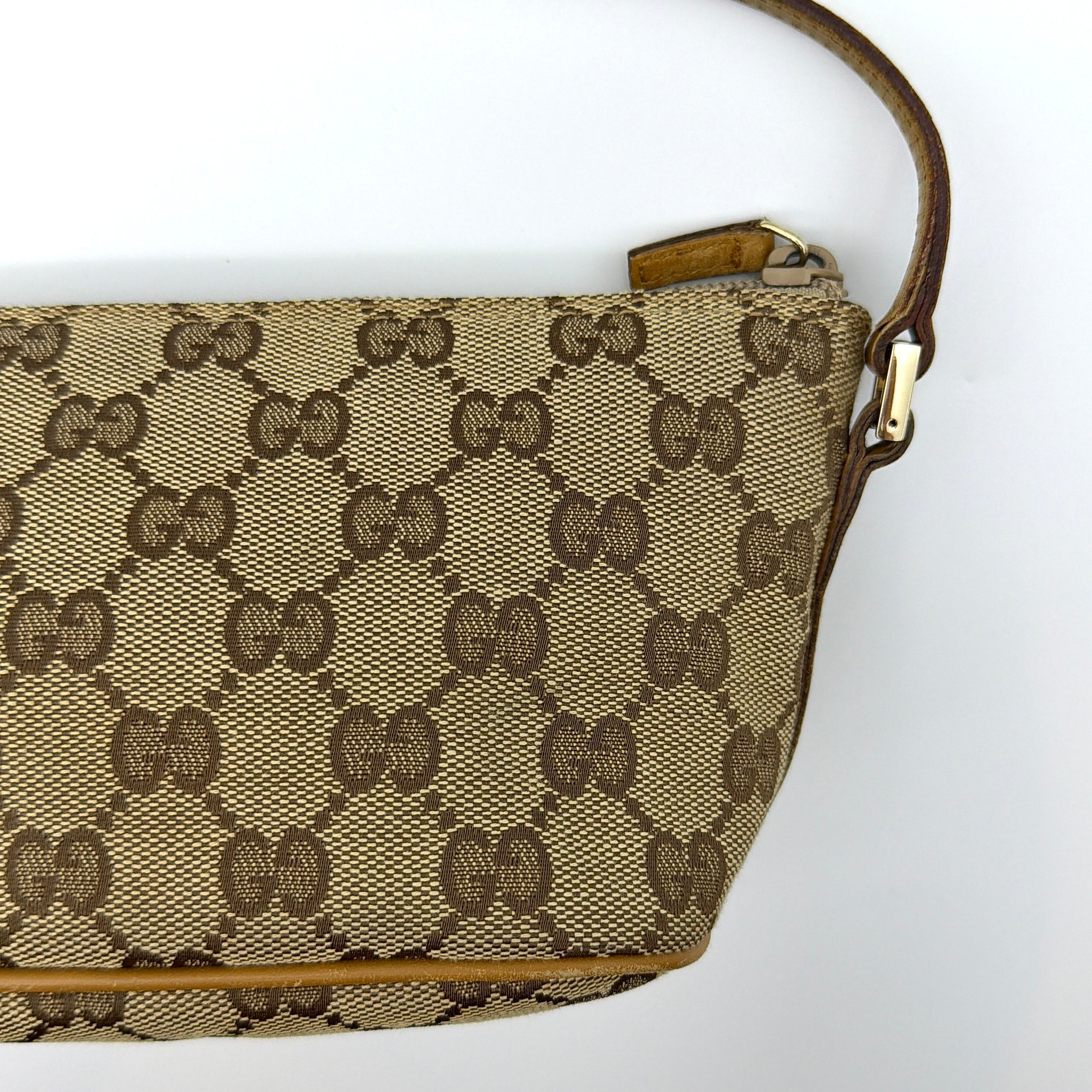 Gucci GG Monogram Pochette Boat Shoulder Bag Beige