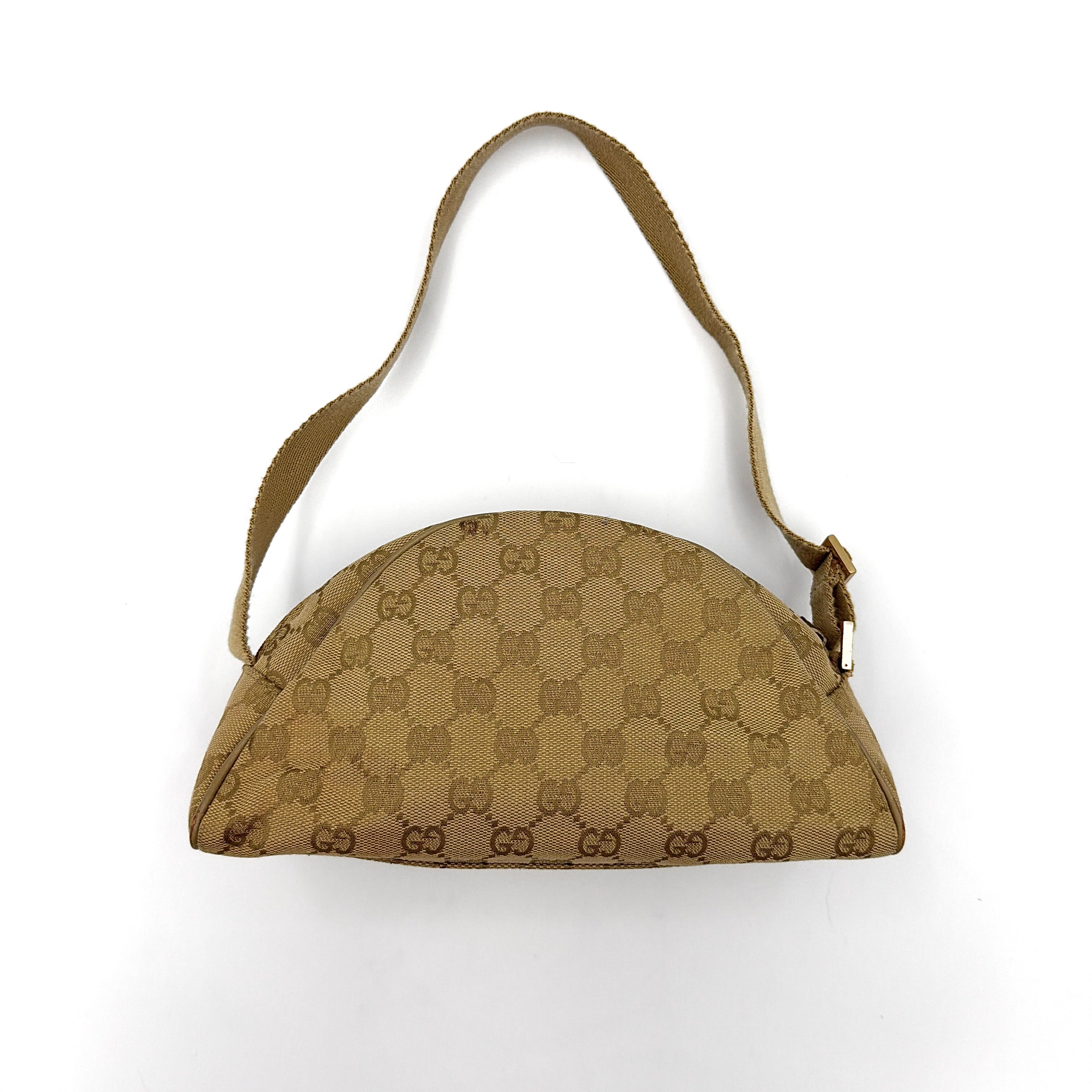 Gucci GG Monogram Half Moon Pochette Shoulder Bag Beige