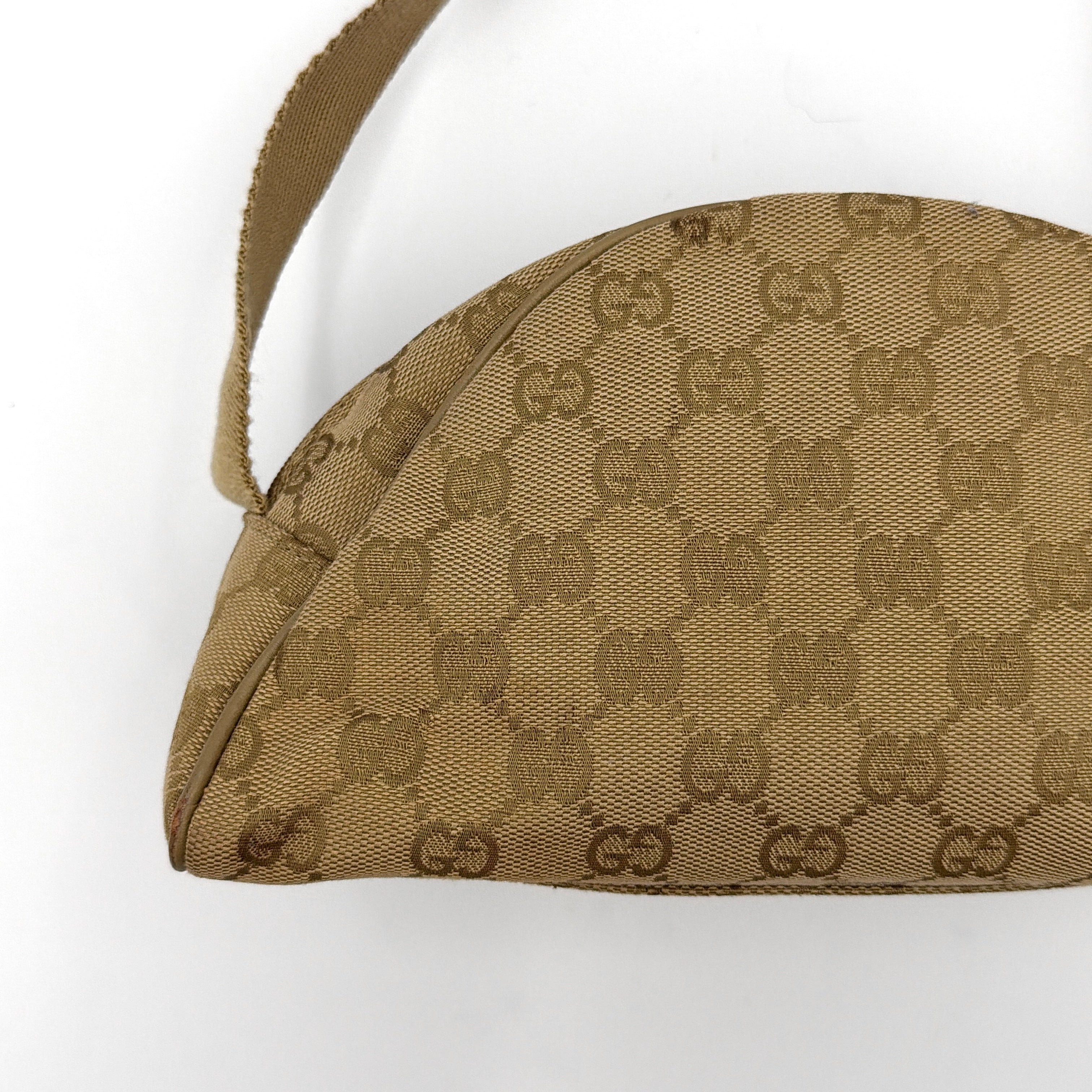 Gucci GG Monogram Half Moon Pochette Shoulder Bag Beige