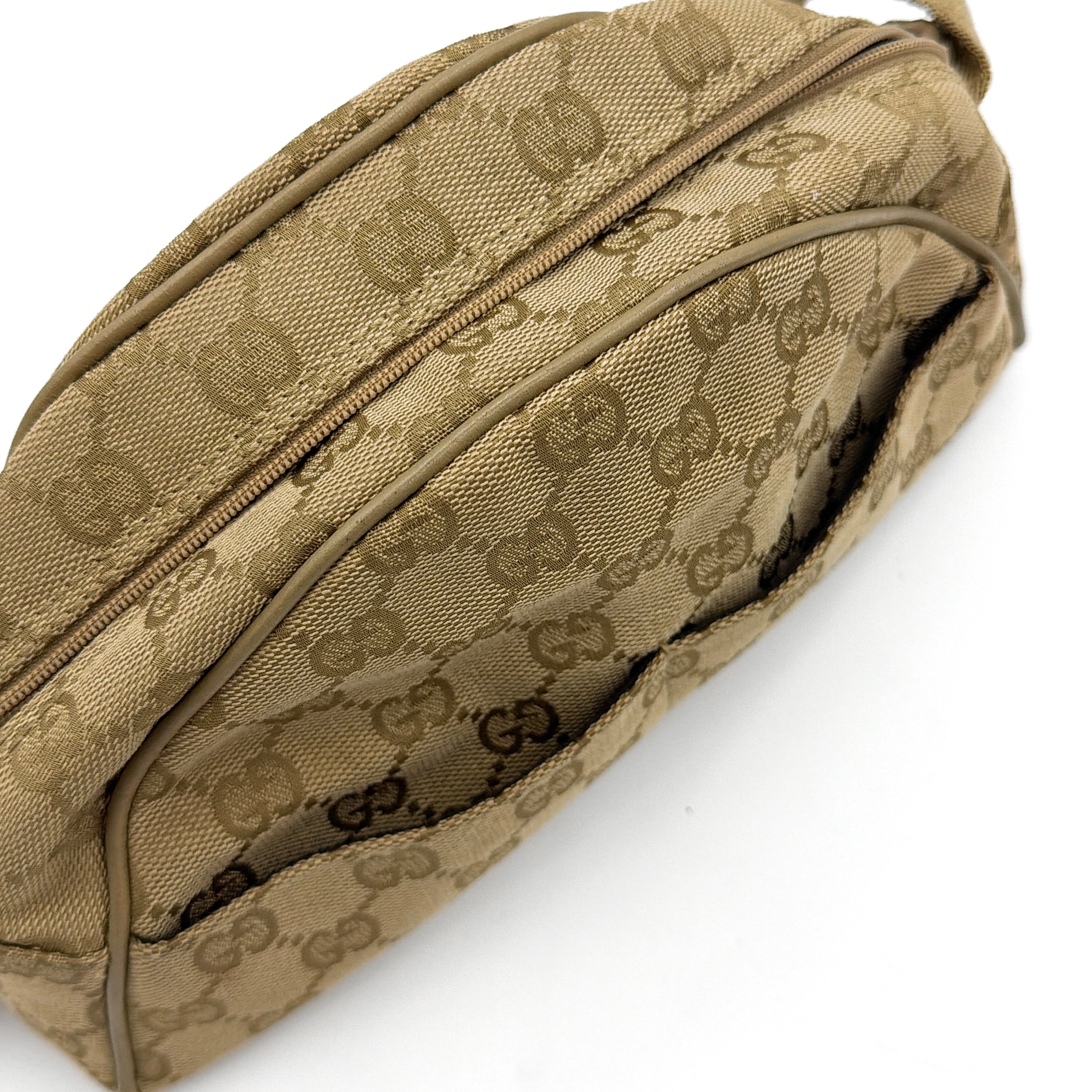Gucci GG Monogram Half Moon Pochette Shoulder Bag Beige