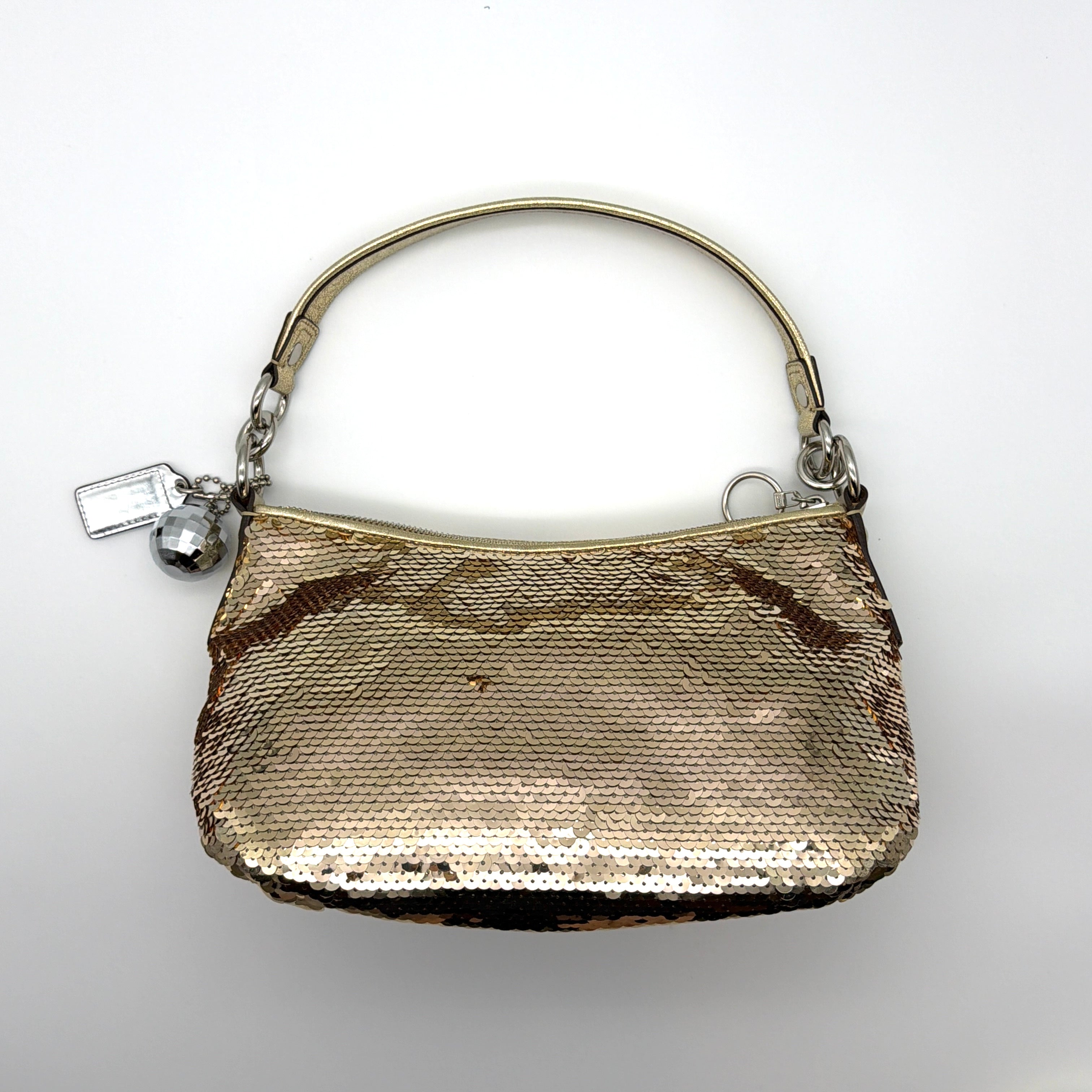 Coach 2Way Poppy Sequin Disco Shoulder Bag Gold