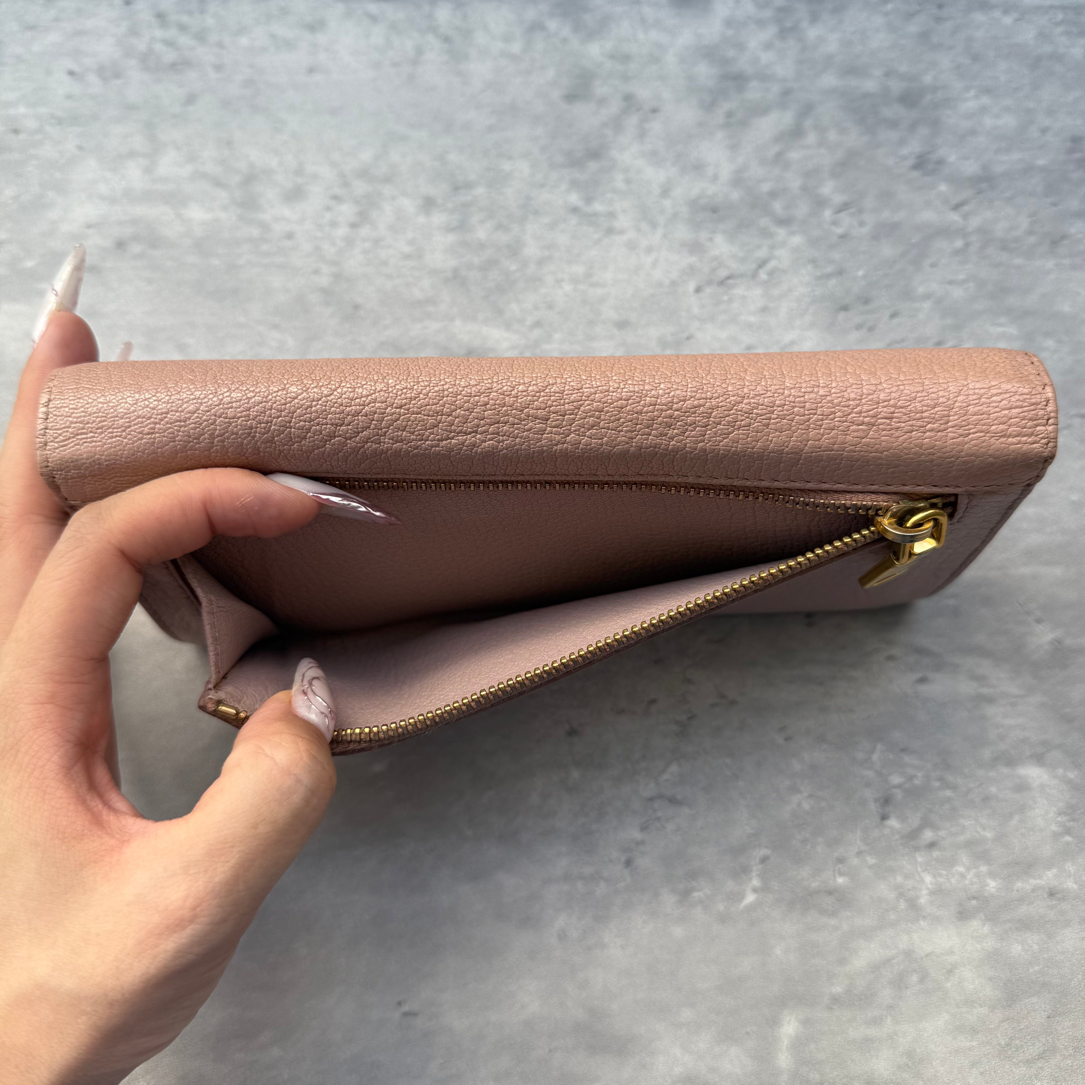 Miu Miu Bicolor Long Wallet Light Pink/Pink