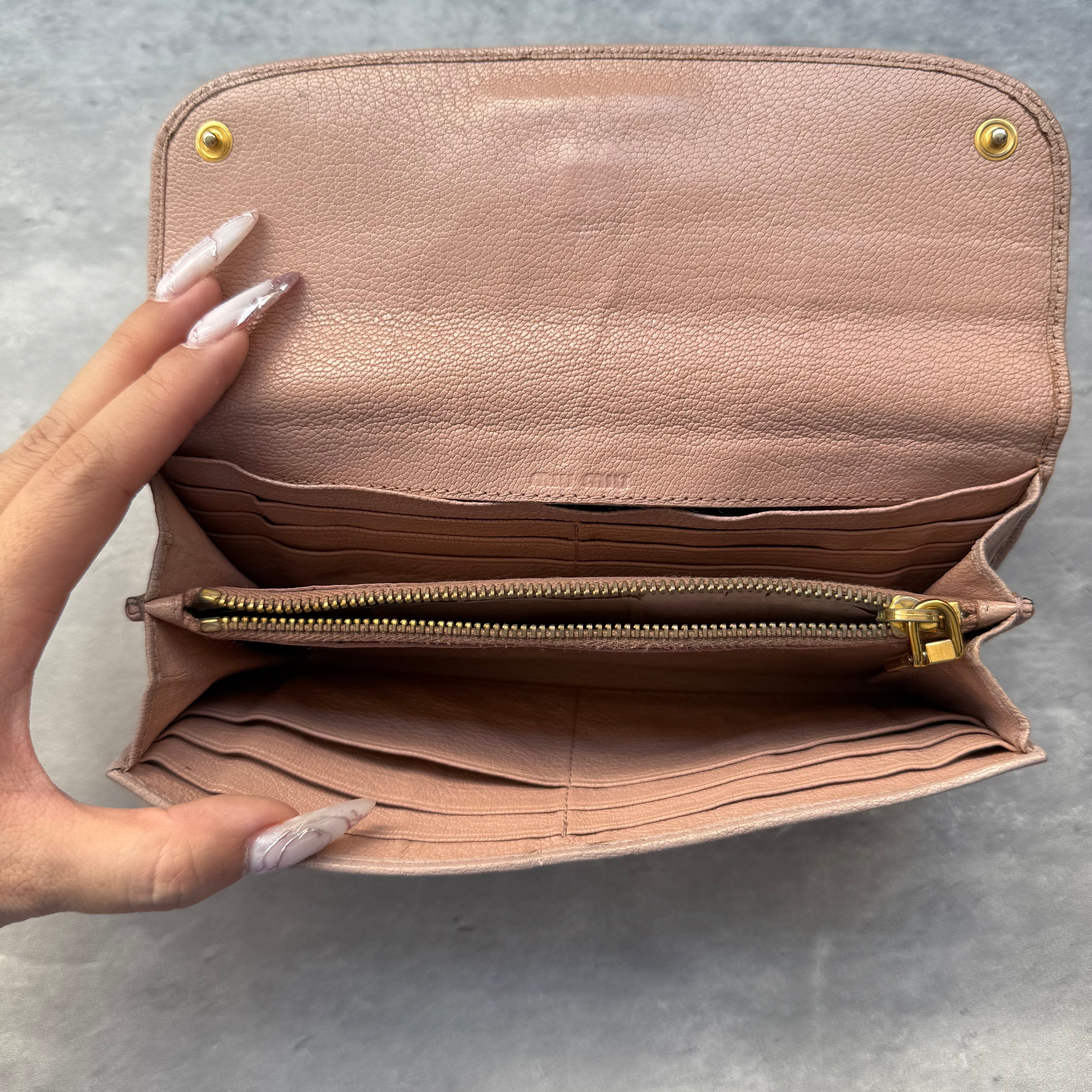 Miu Miu Bicolor Long Wallet Light Pink/Pink