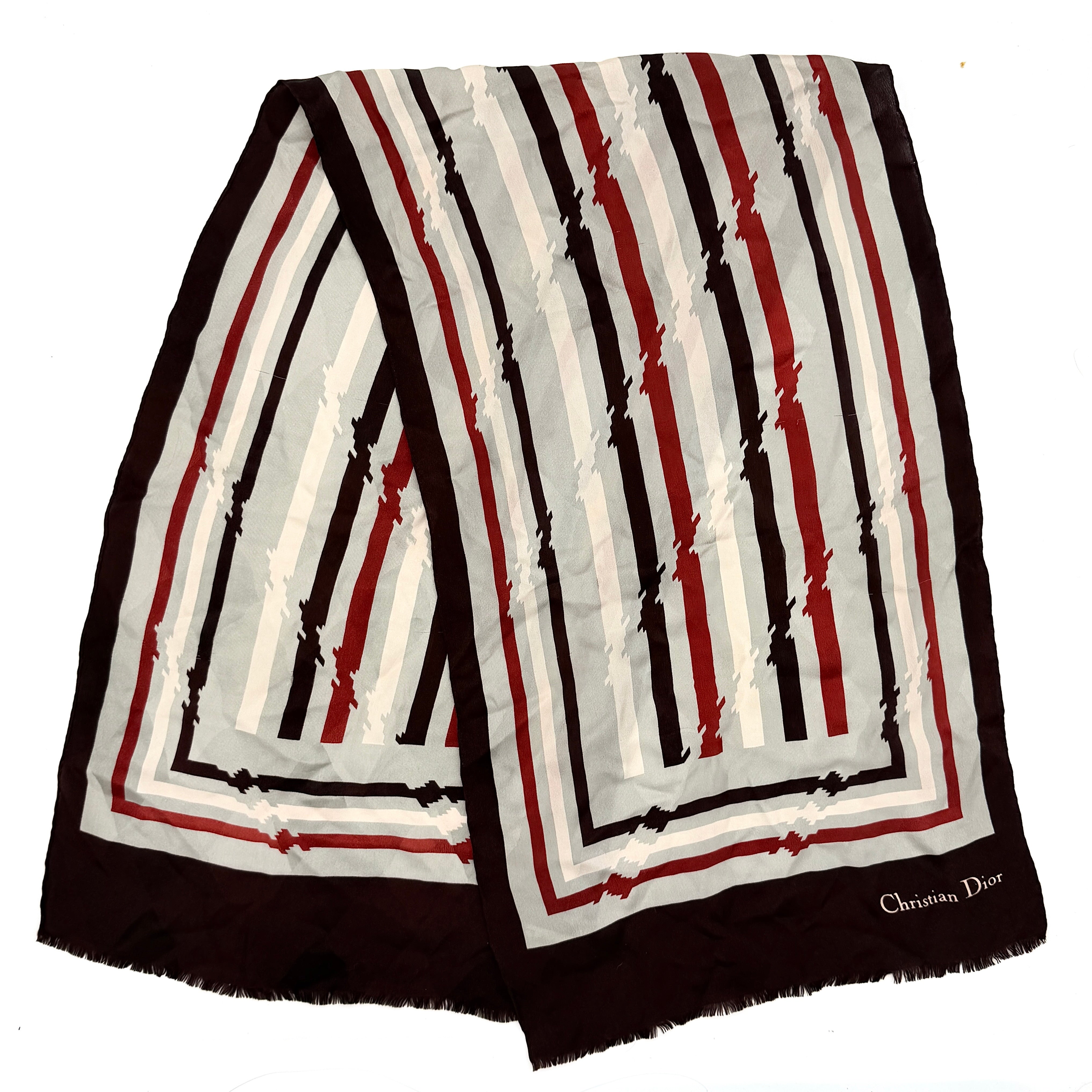 Dior Stripe Silk Scarf Multicolor