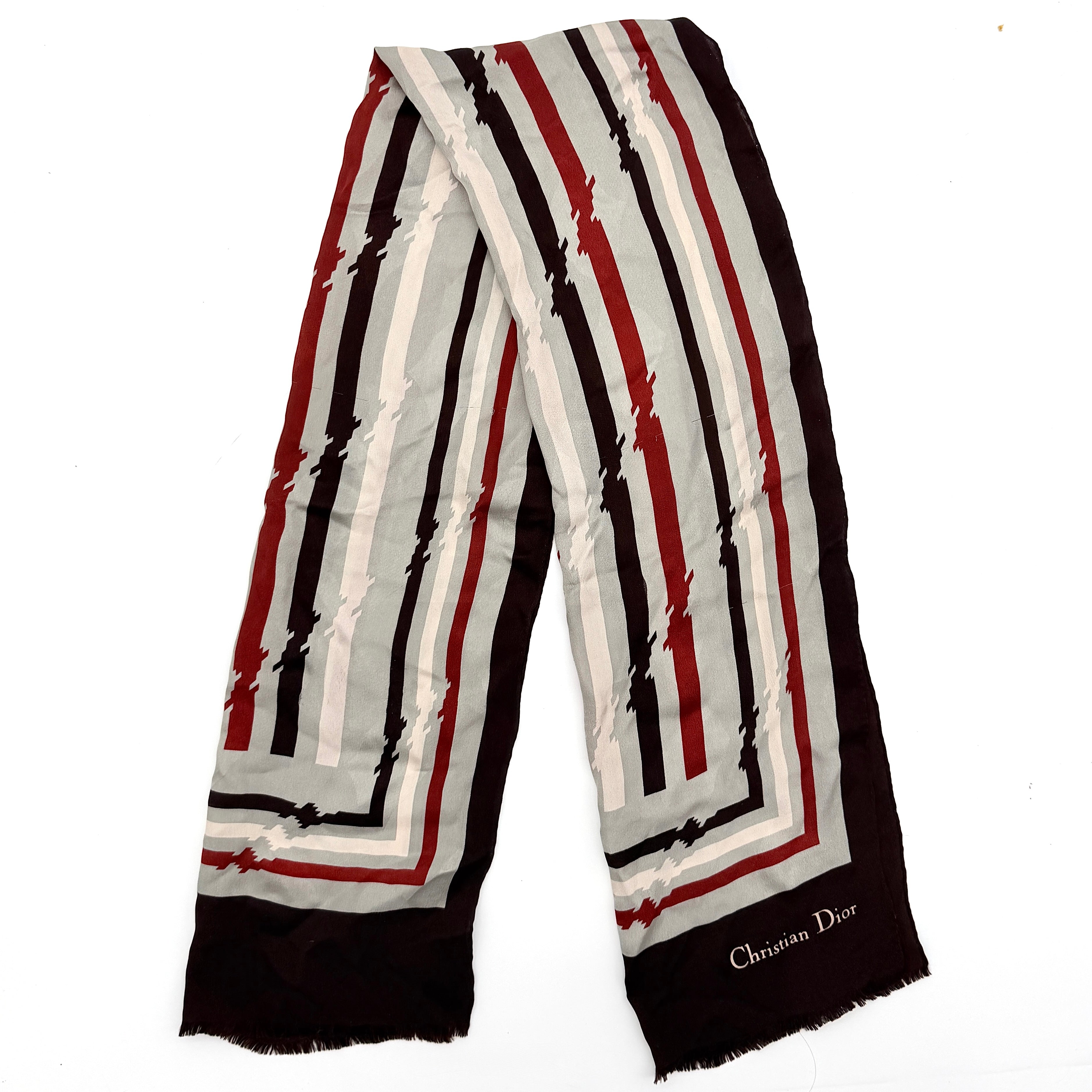 Dior Stripe Silk Scarf Multicolor