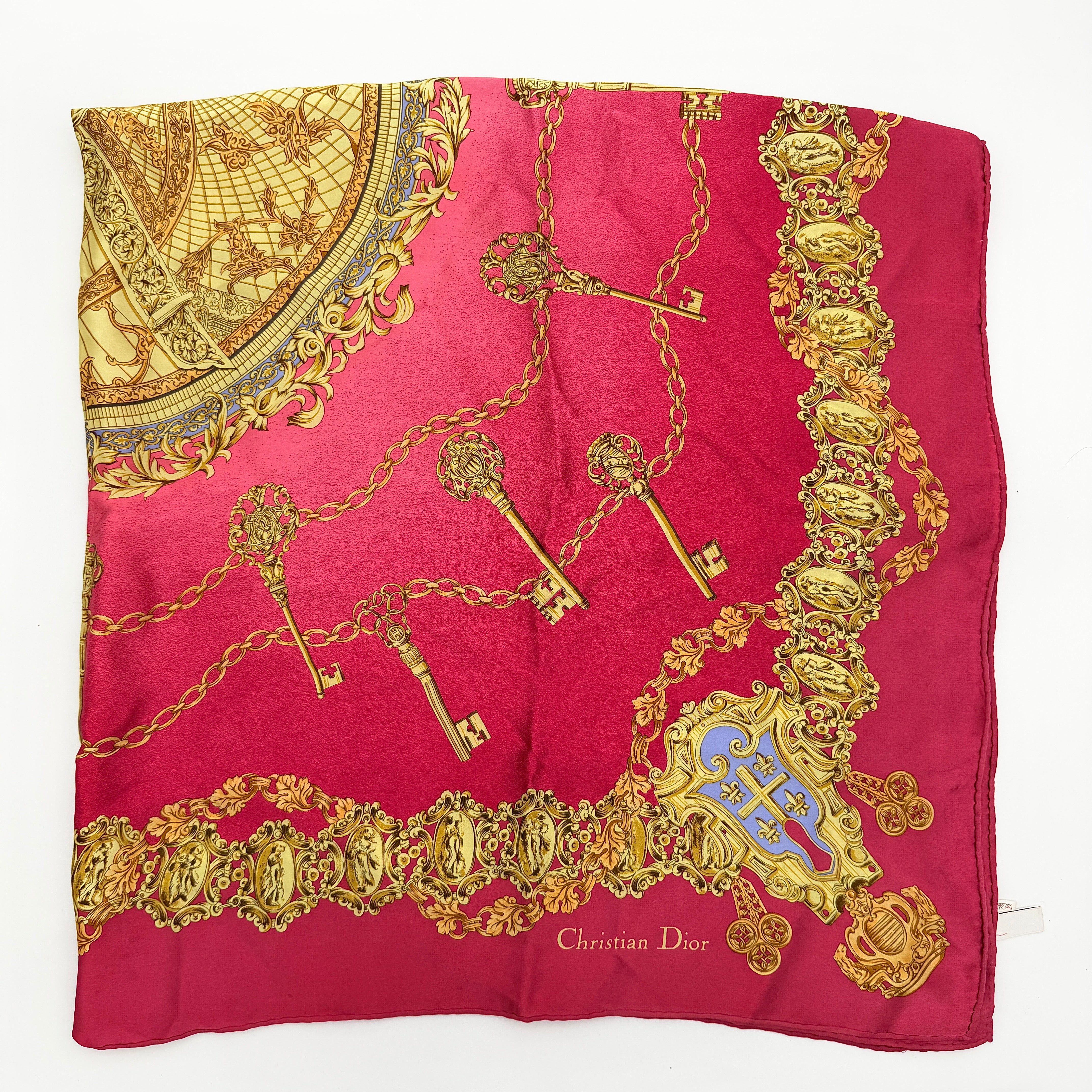 Dior Chain Silk Scarf Red/Gold