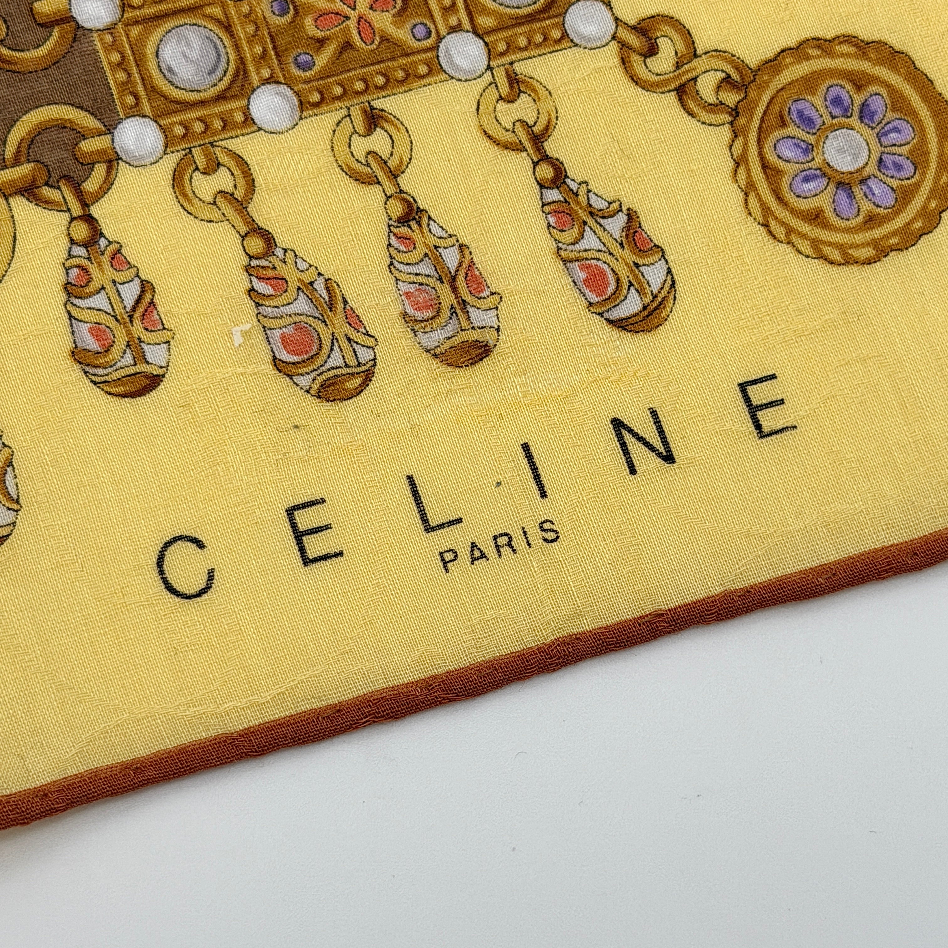 Celine Jewellery Silk Scarf Yellow/Brown