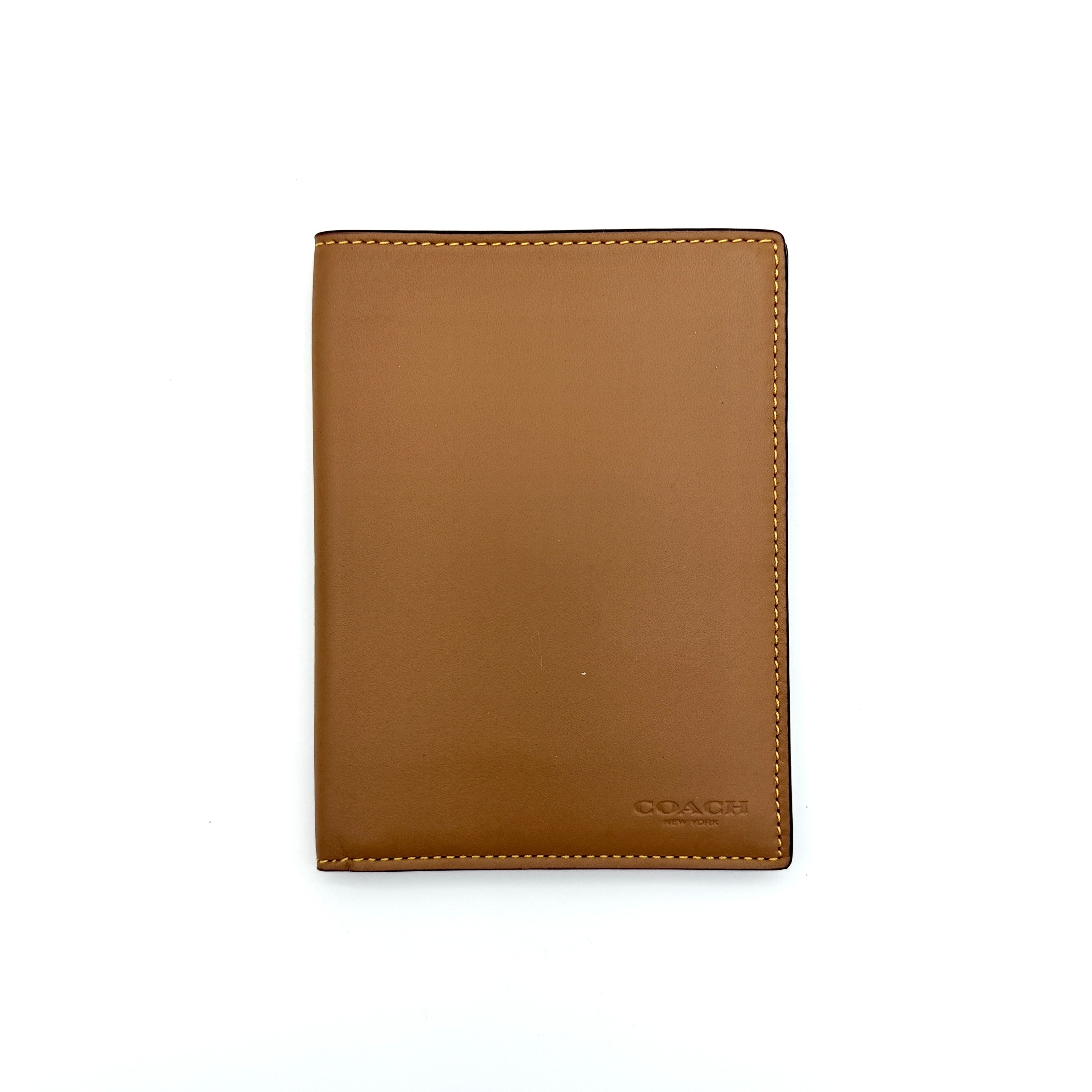 Coach Leather Passport Case Tan