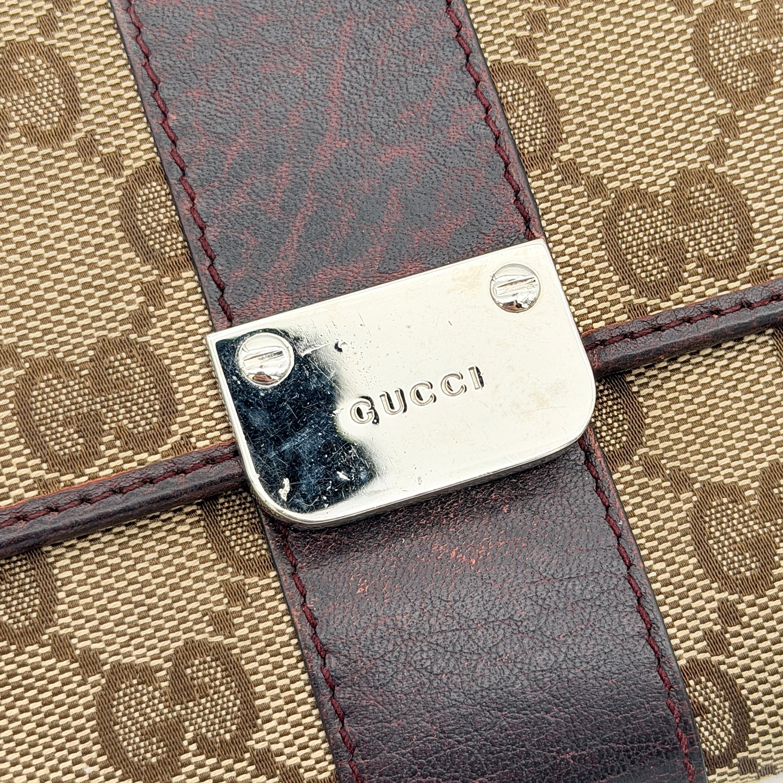 Gucci GG Monogram Strap Compact Wallet Beige/Brown