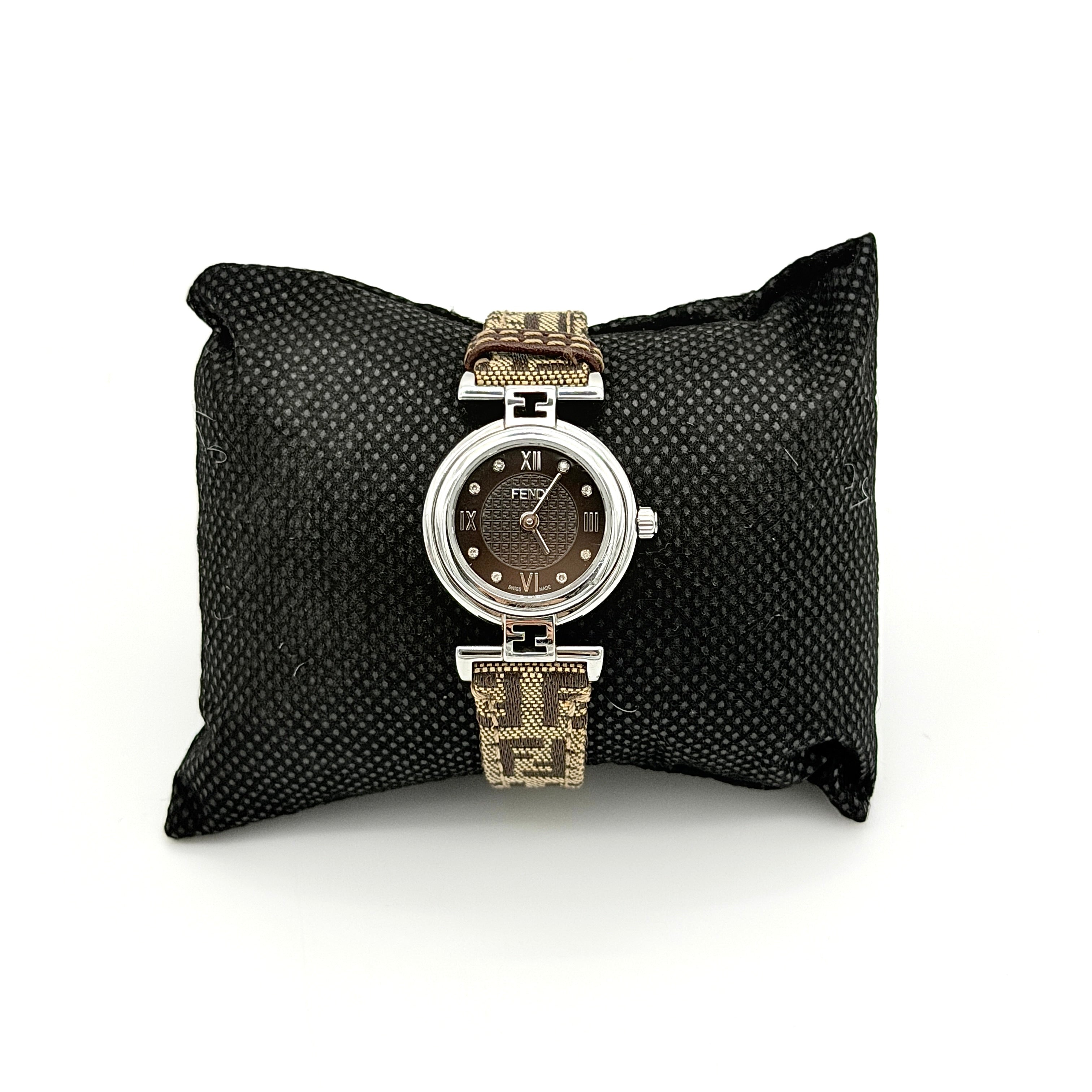 Fendi 2700L FF Zucca Black Dial Watch Brown
