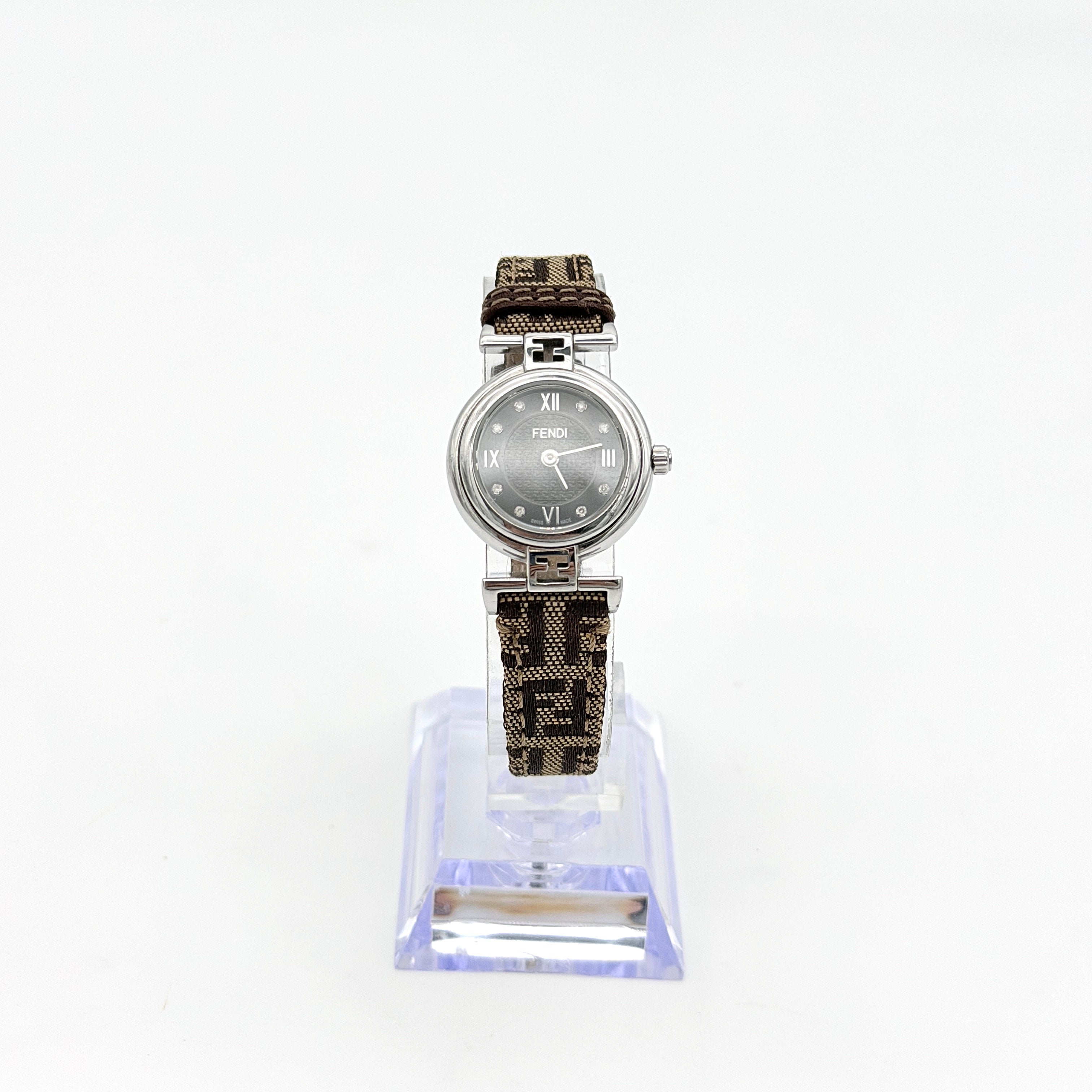 Fendi 2700L FF Zucca Black Dial Watch Brown