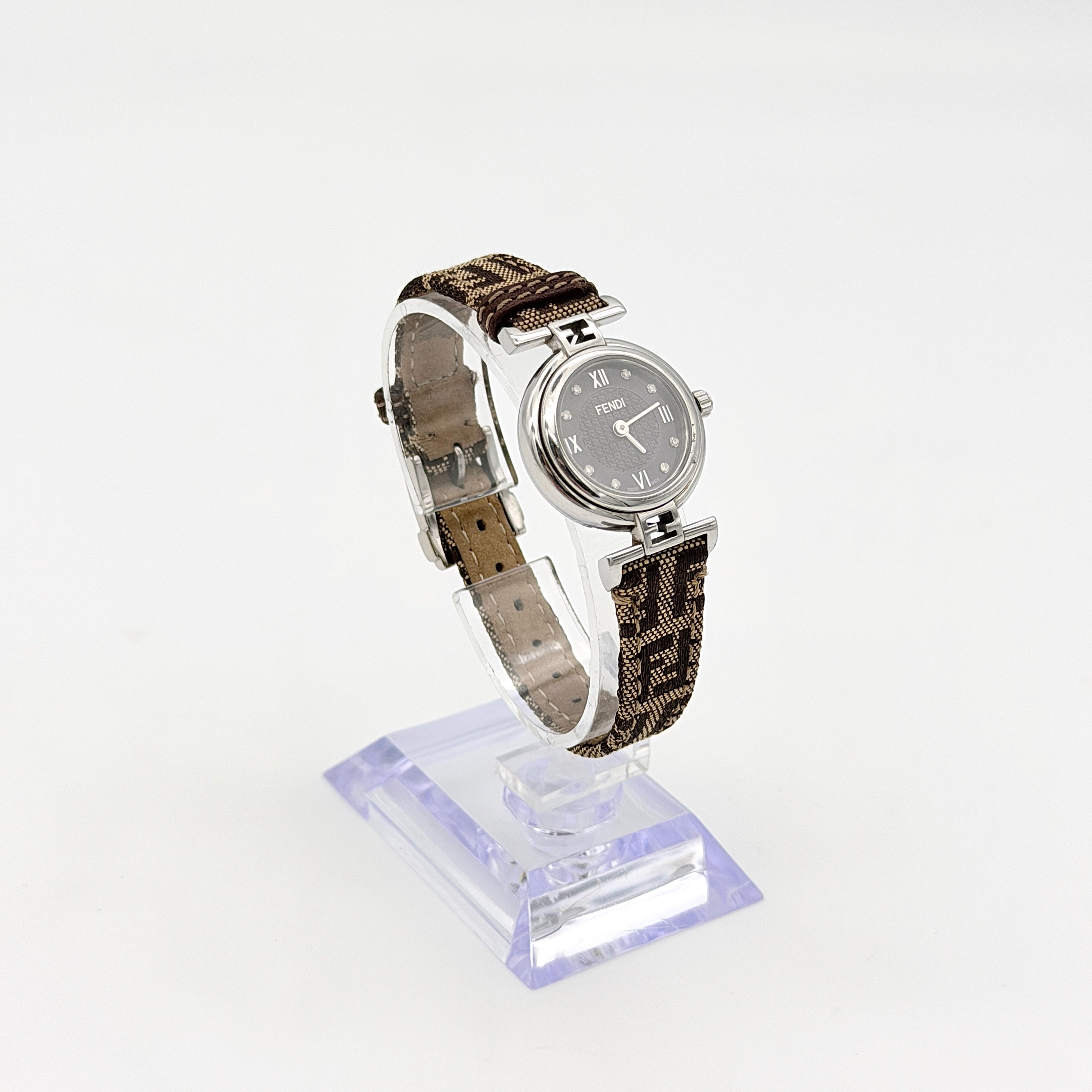 Fendi 2700L FF Zucca Black Dial Watch Brown