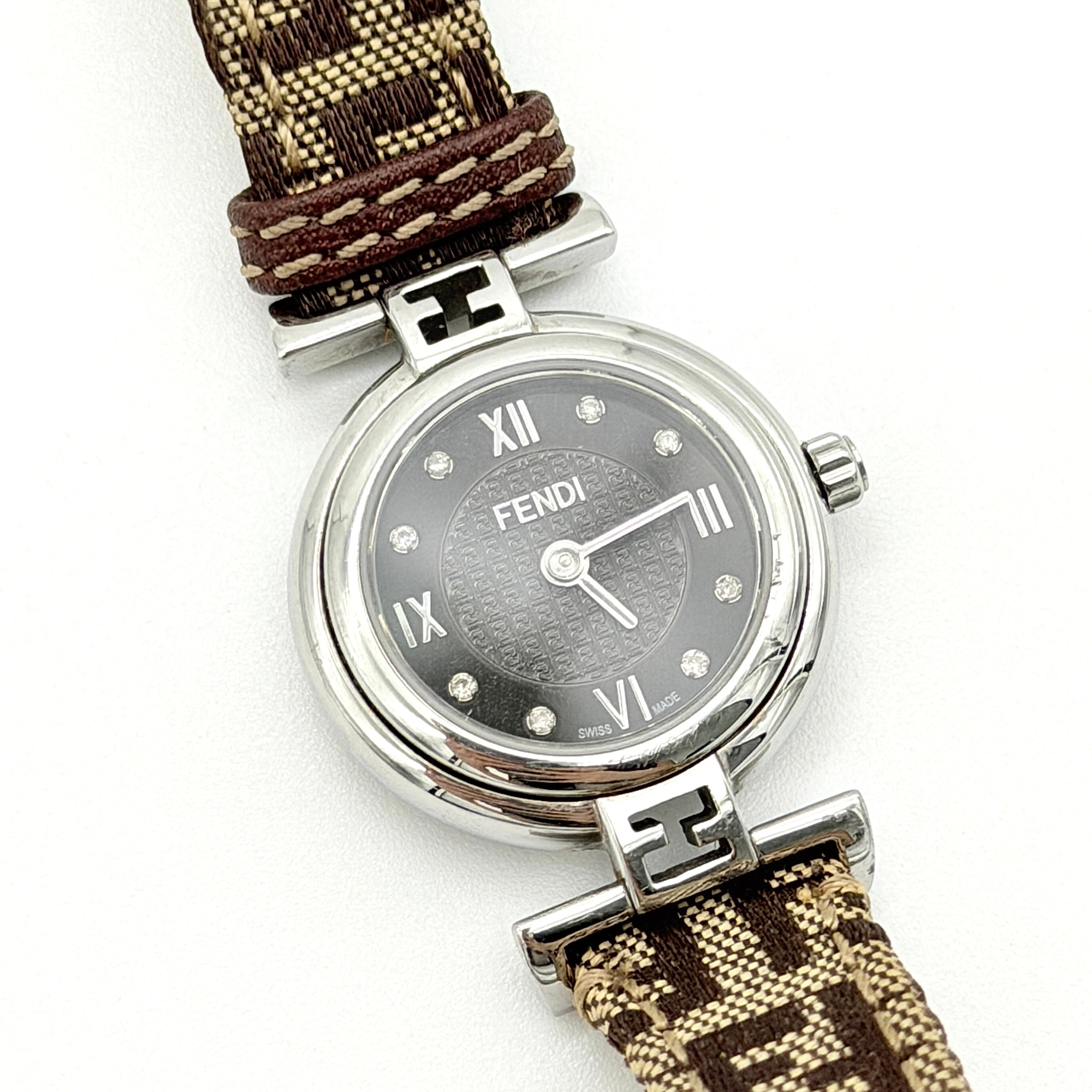 Fendi 2700L FF Zucca Black Dial Watch Brown