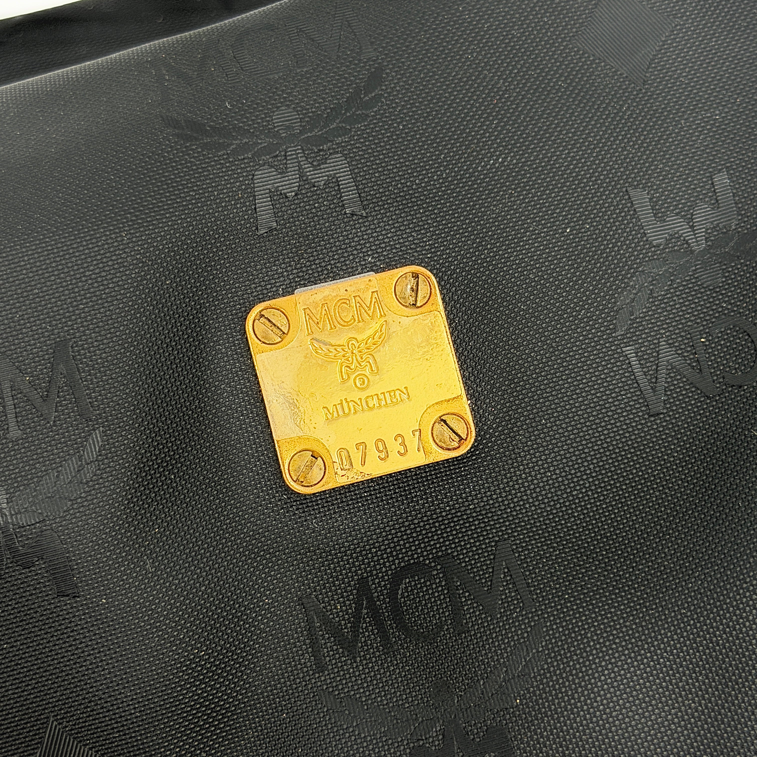 MCM Monogram Hobo Shoulder Bag Black