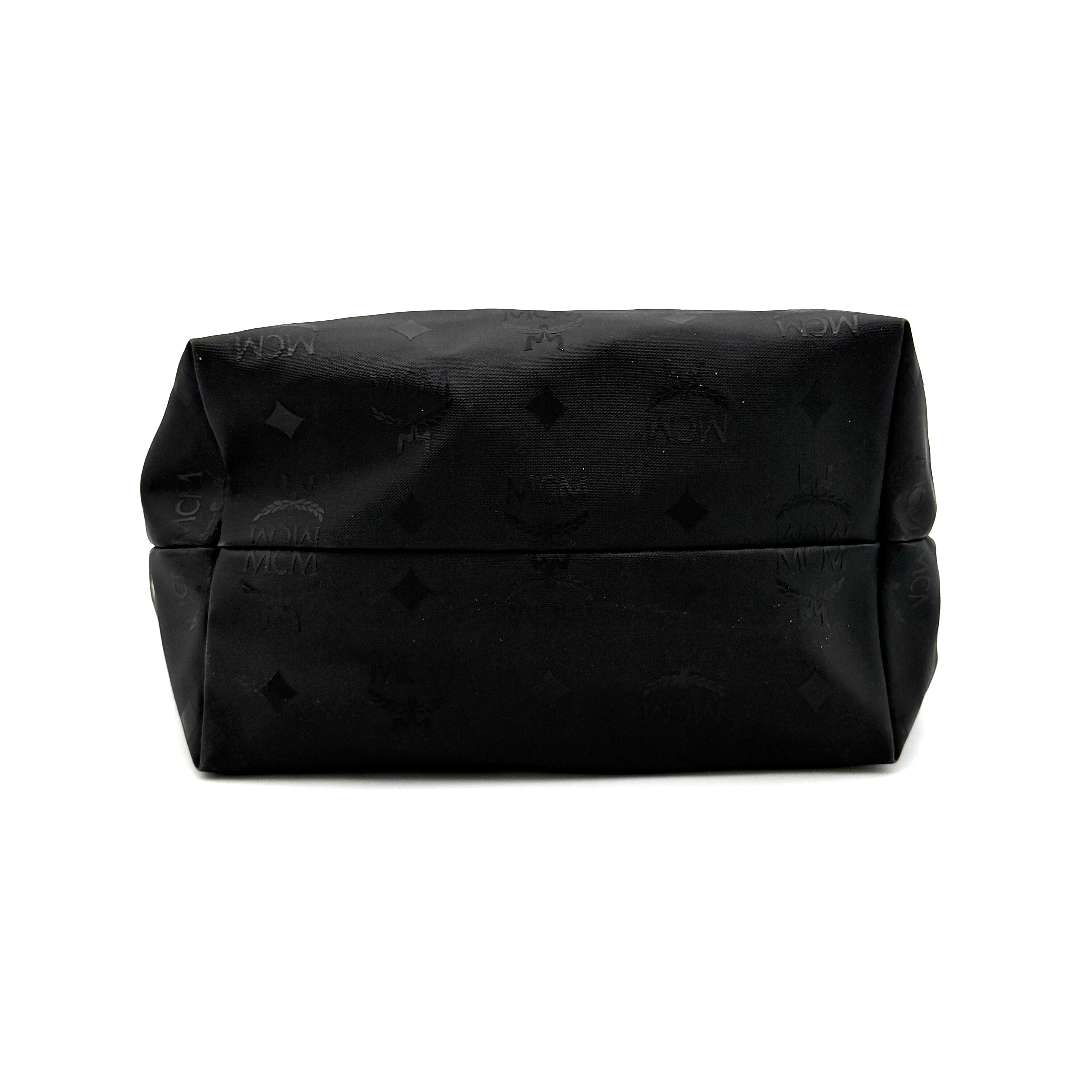 MCM Monogram Hobo Shoulder Bag Black