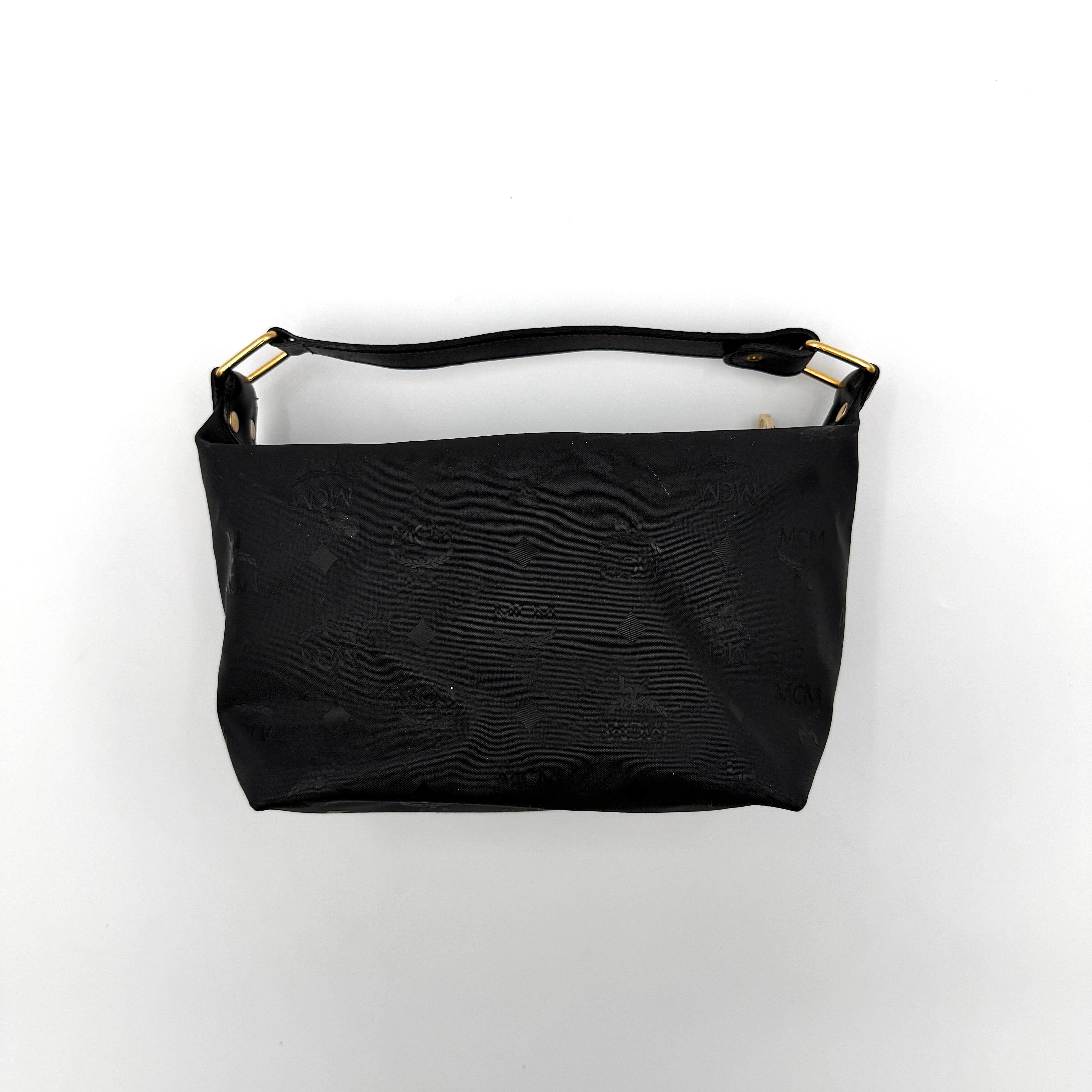 MCM Monogram Hobo Shoulder Bag Black