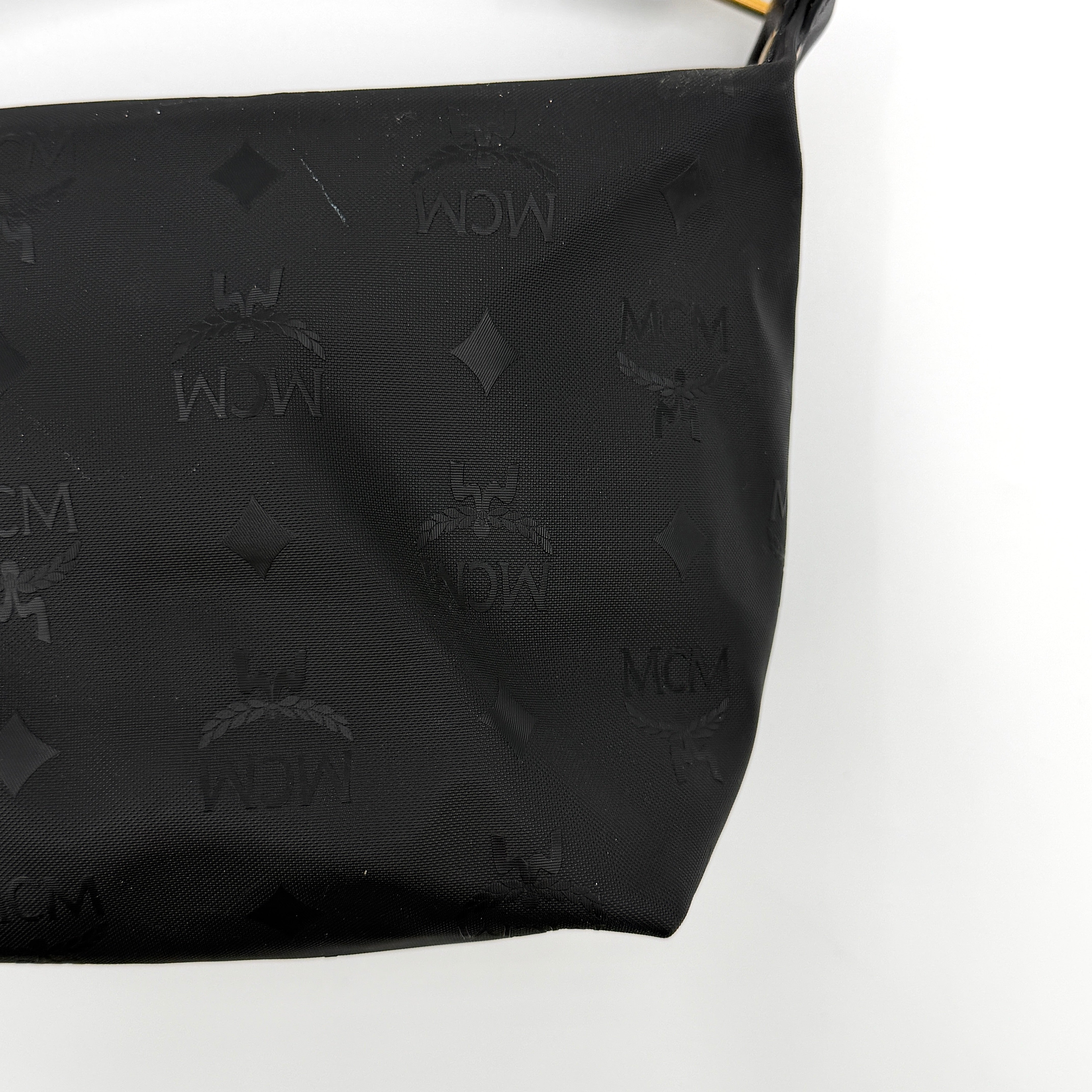 MCM Monogram Hobo Shoulder Bag Black
