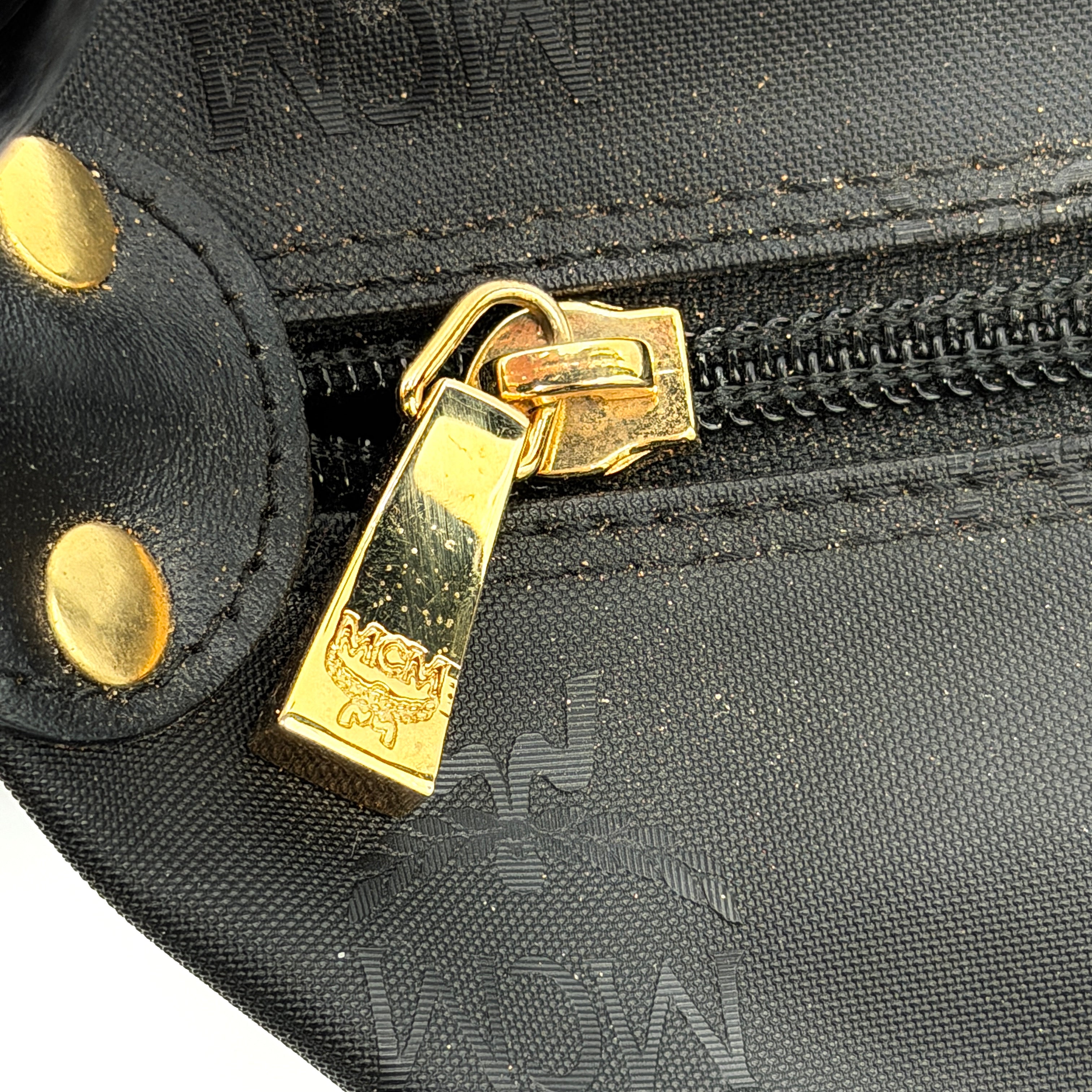 MCM Monogram Hobo Shoulder Bag Black
