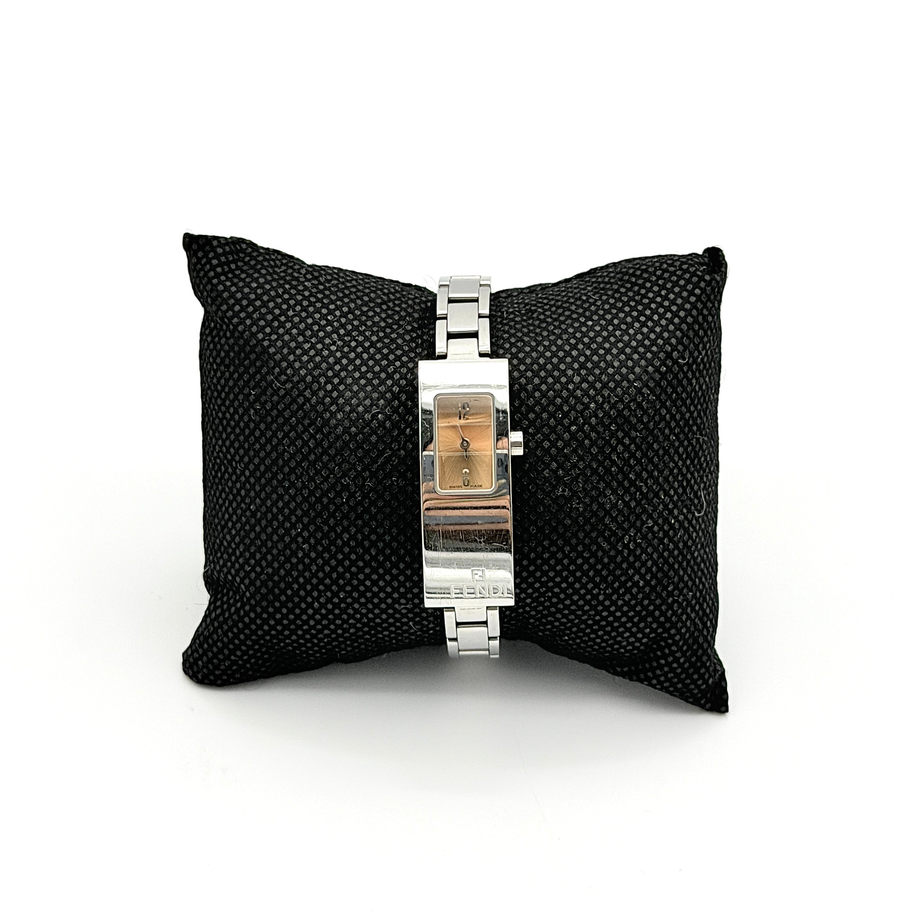 Fendi 3300L Champagne Dial Stainless Steel Tank Watch