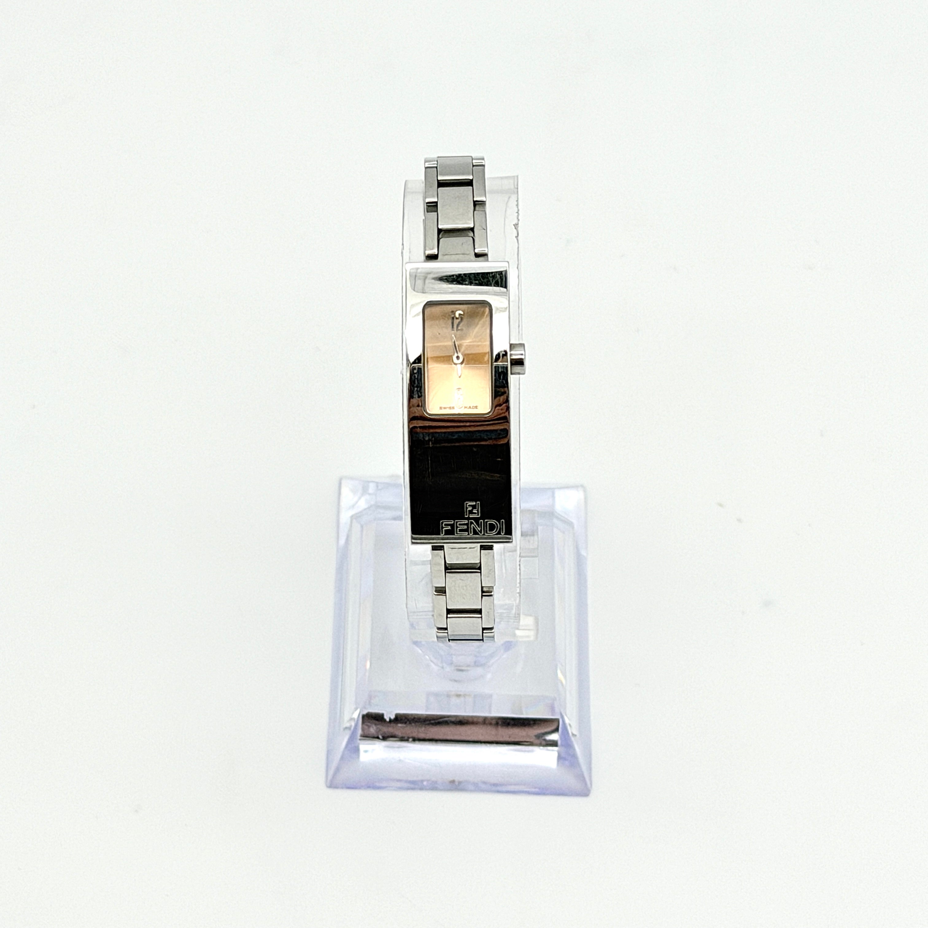 Fendi 3300L Champagne Dial Stainless Steel Tank Watch