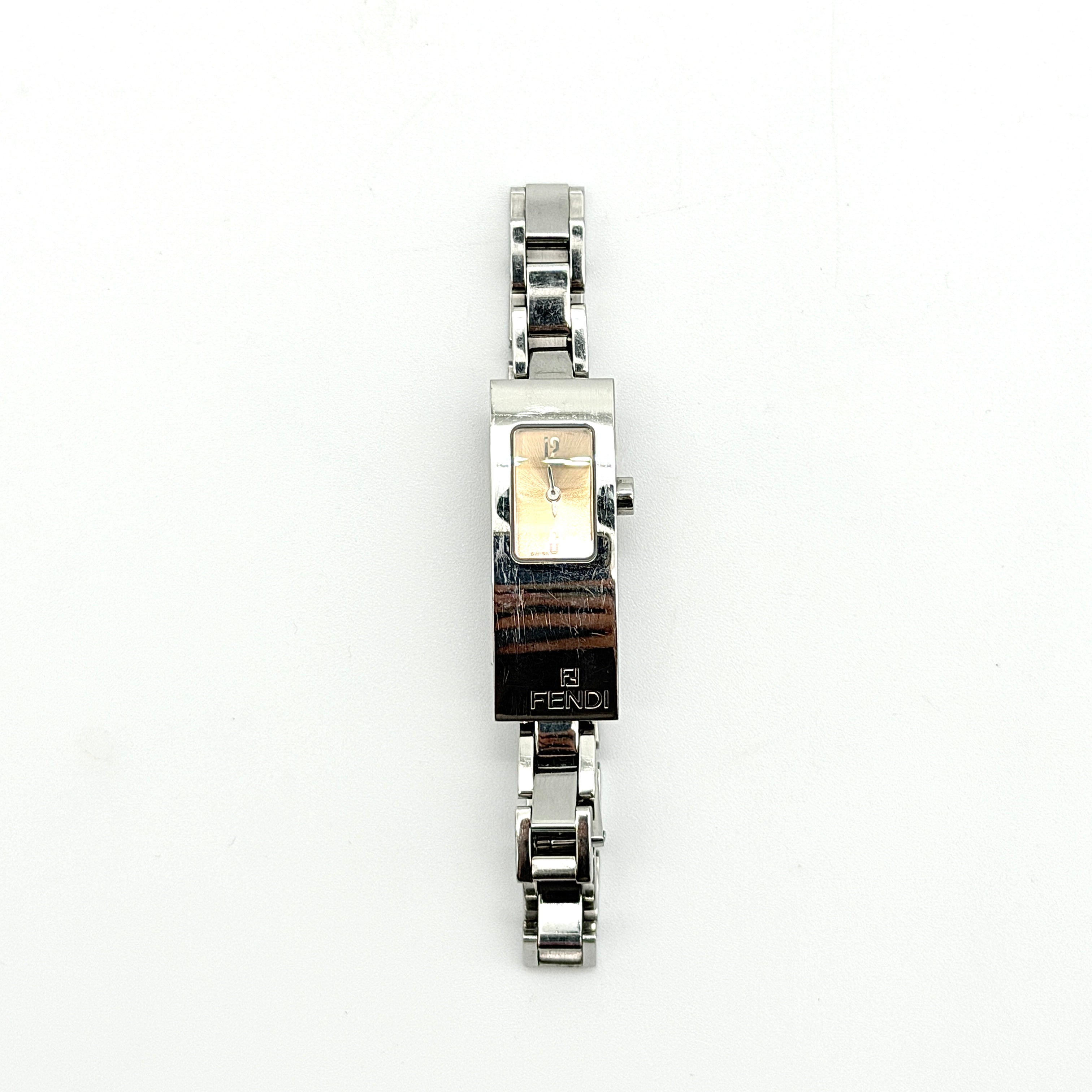 Fendi 3300L Champagne Dial Stainless Steel Tank Watch
