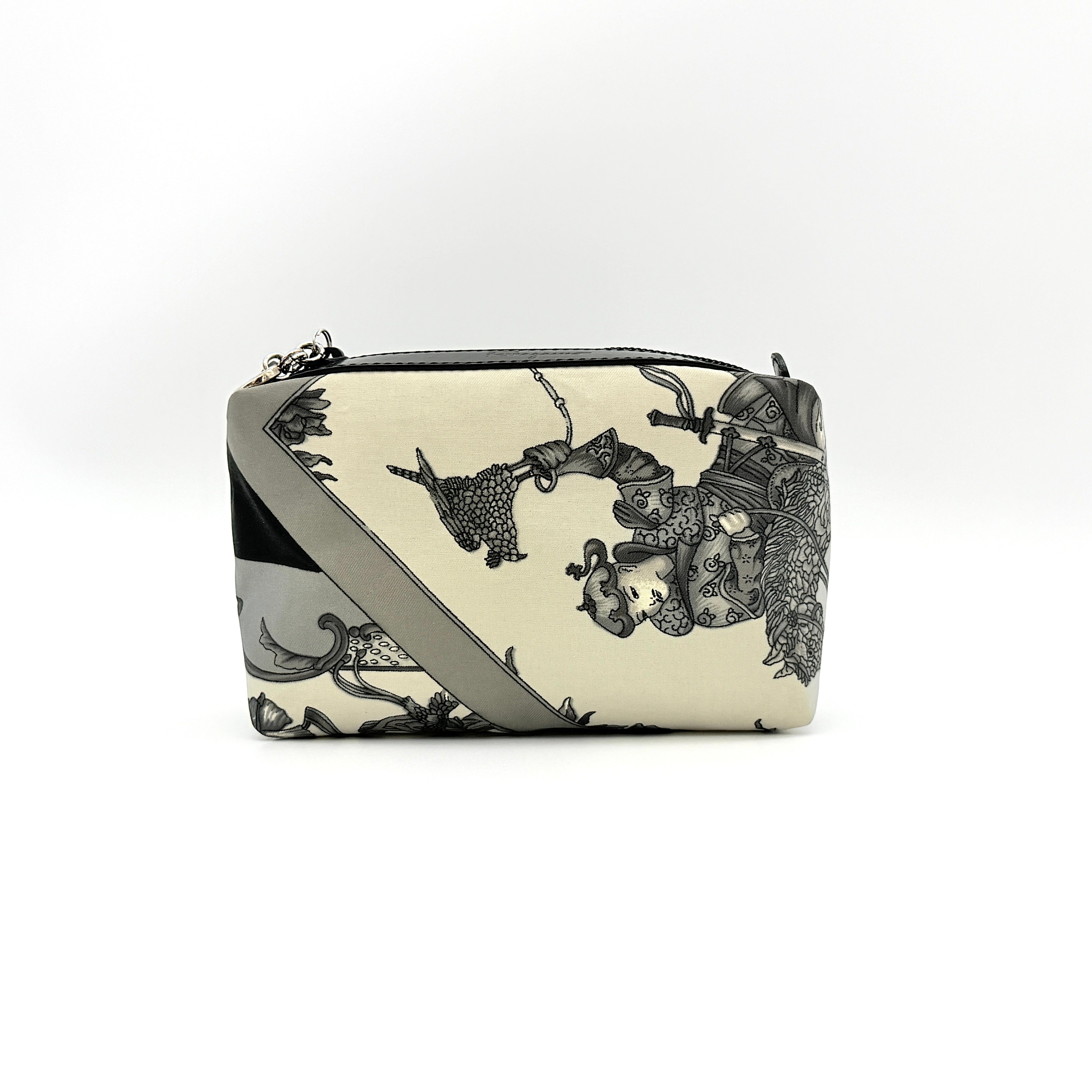 Salvatore Ferragamo Printed Nylon Cosmetic Pouch Grey/Cream
