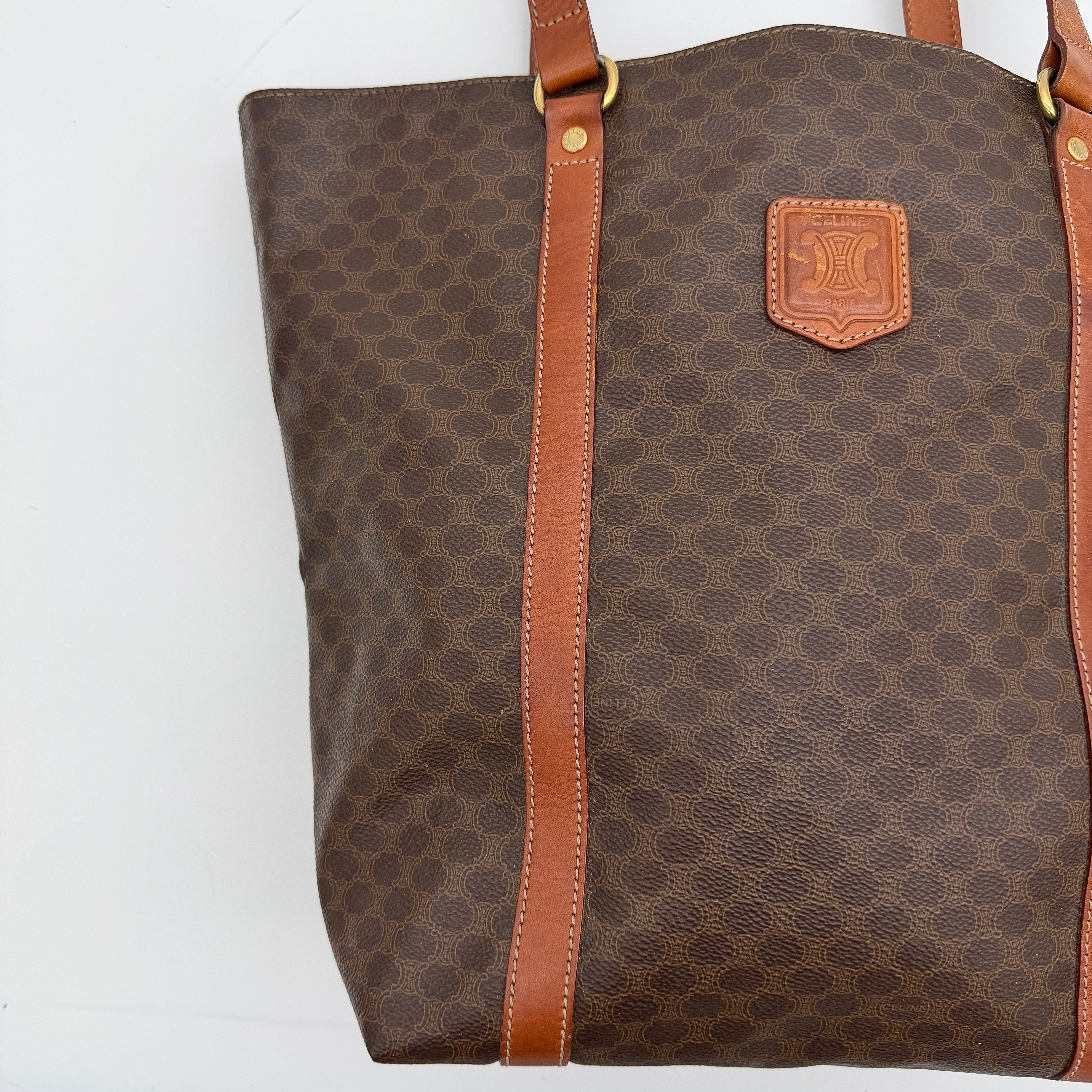Celine Triomphe Macadam Tote Bag Brown