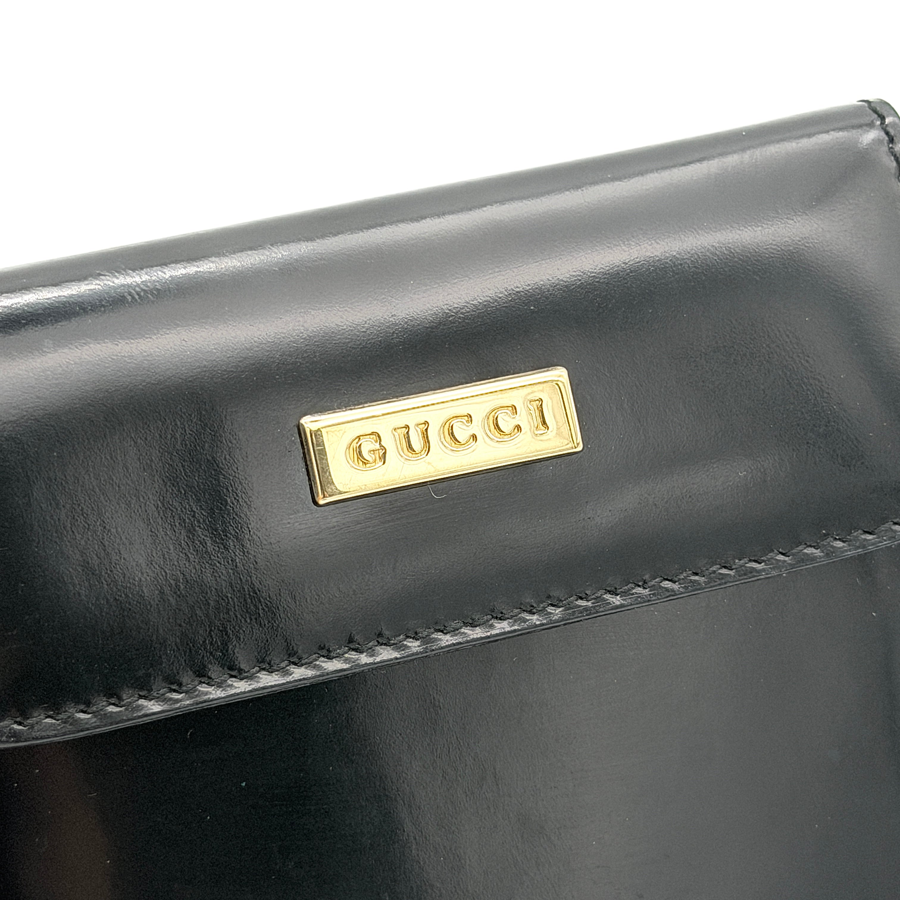 Gucci Patent Mini Ring Agenda Planner Black