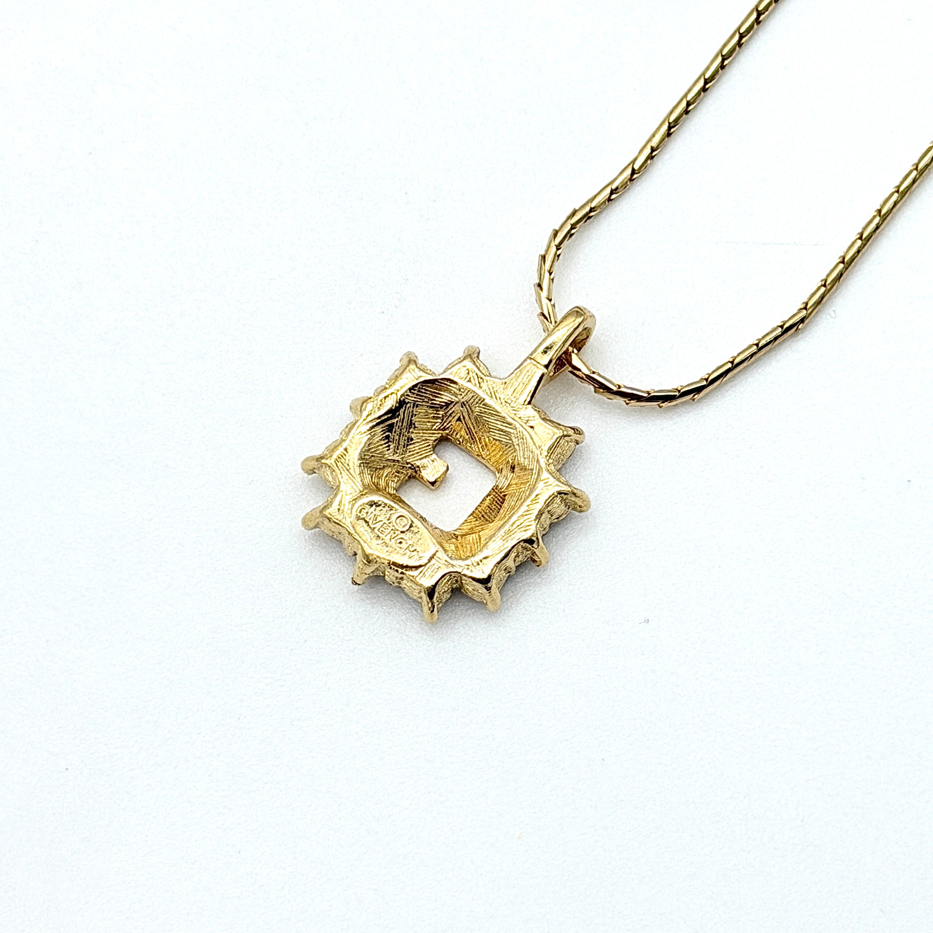 Givenchy G Logo Rhinestone Necklace Gold