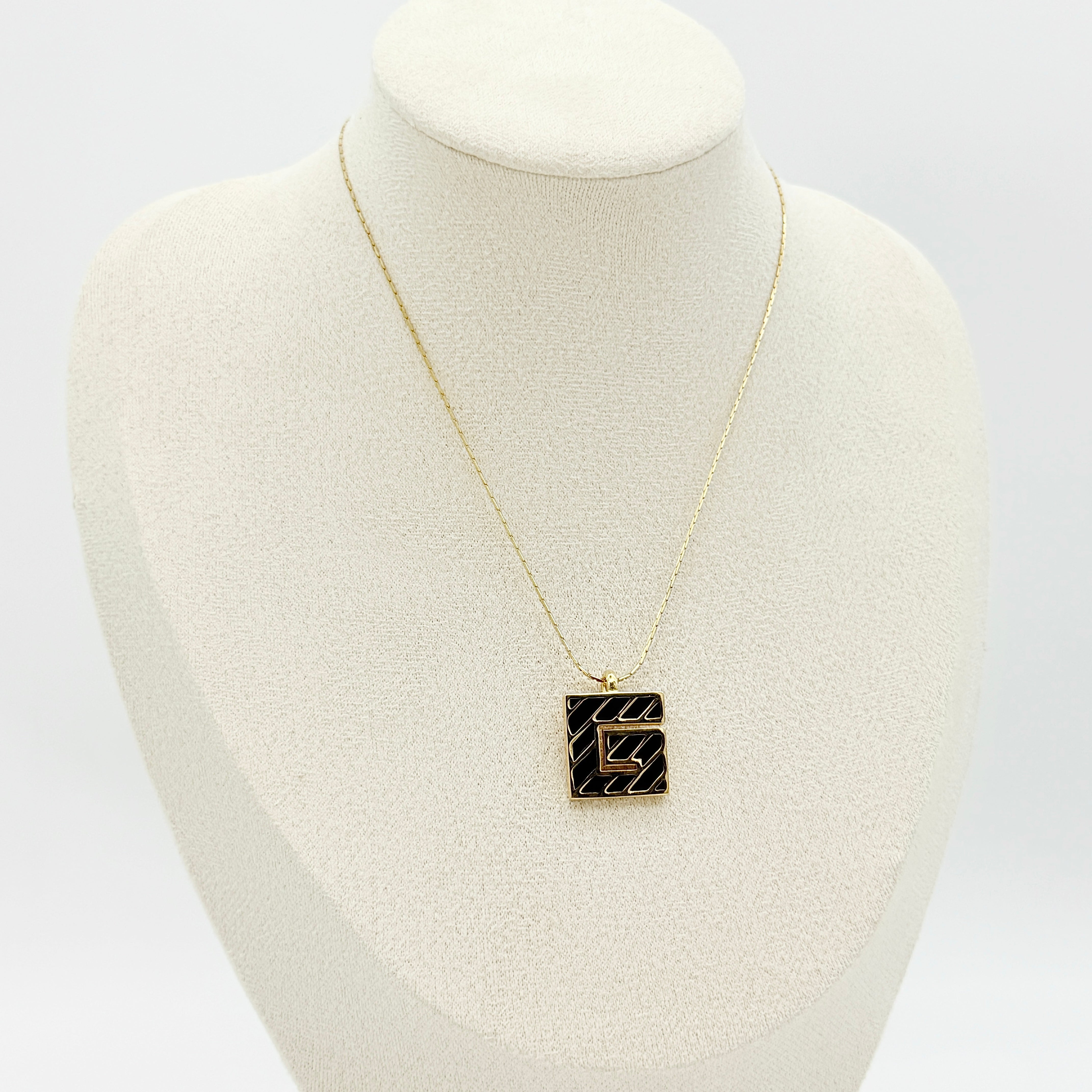Givenchy G Logo Enamel Necklace Black/Gold