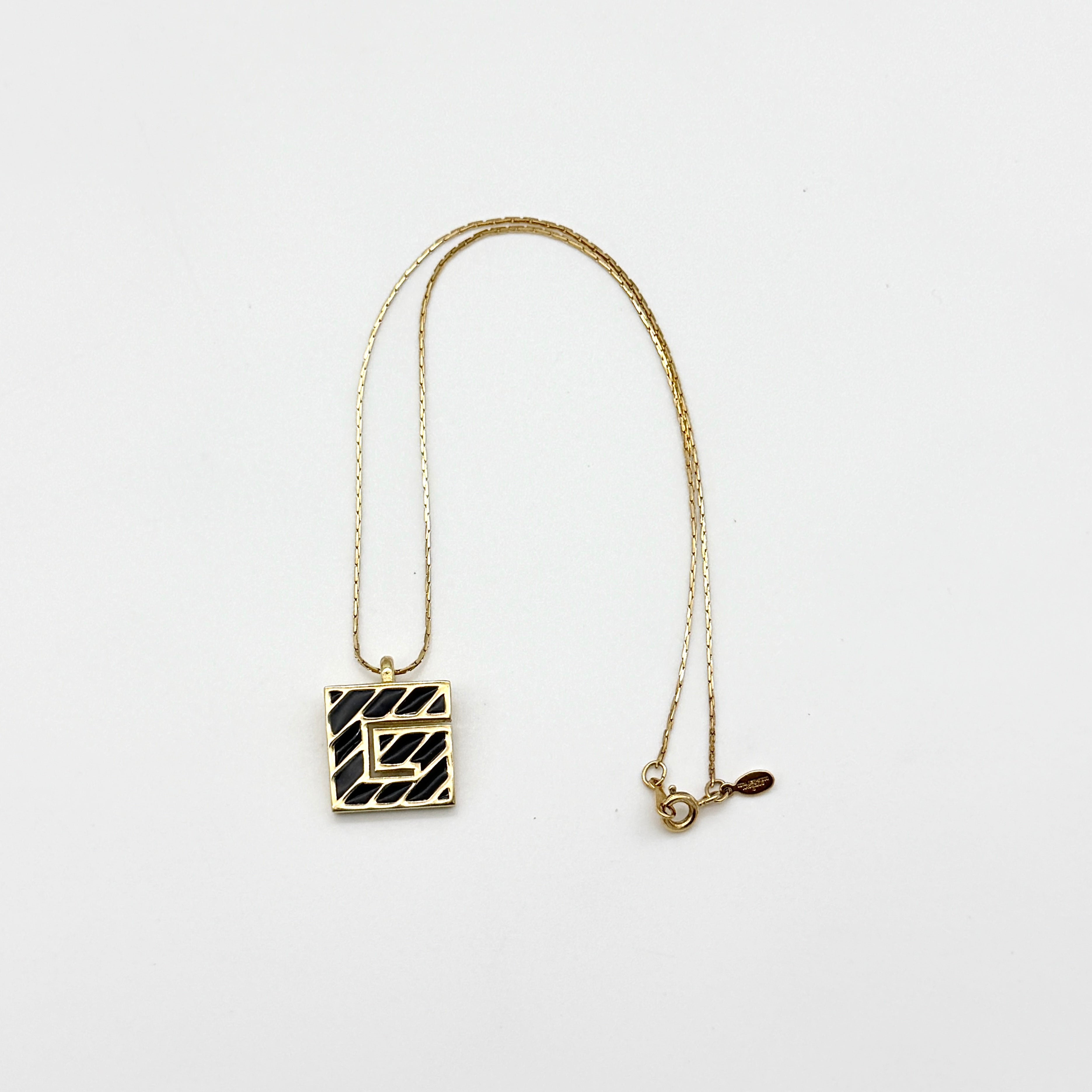 Givenchy G Logo Enamel Necklace Black/Gold