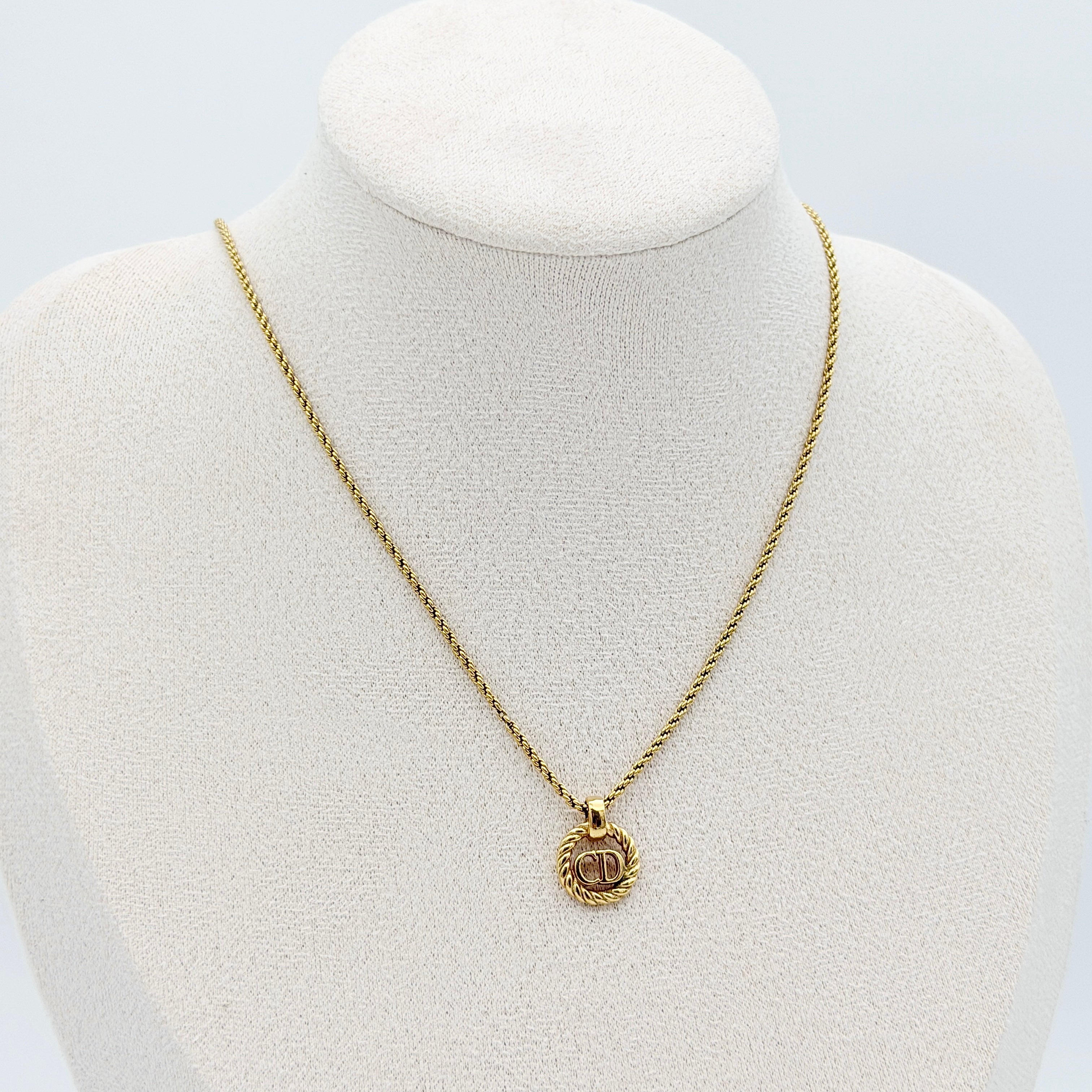 Christian Dior CD Rope Necklace Gold