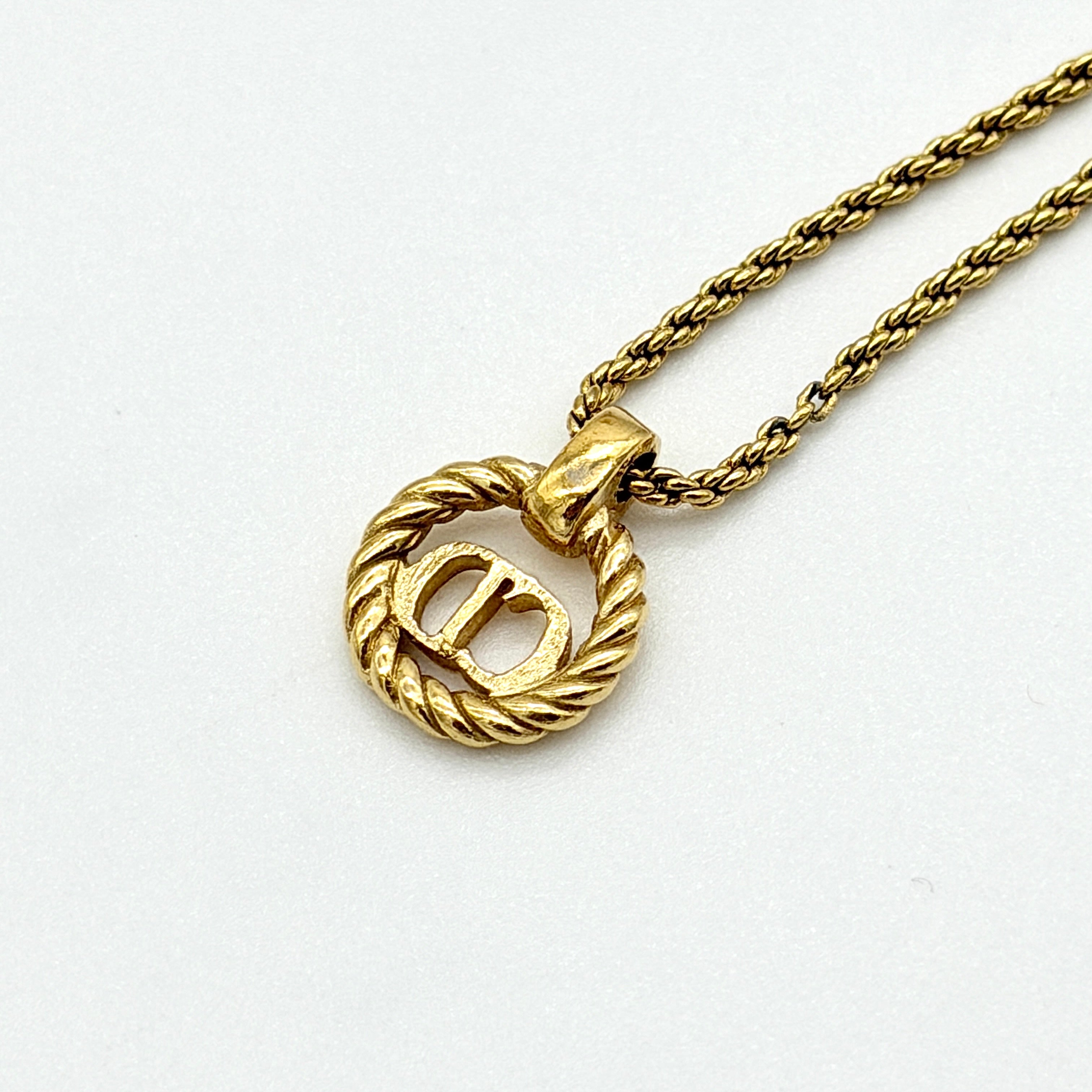 Christian Dior CD Rope Necklace Gold